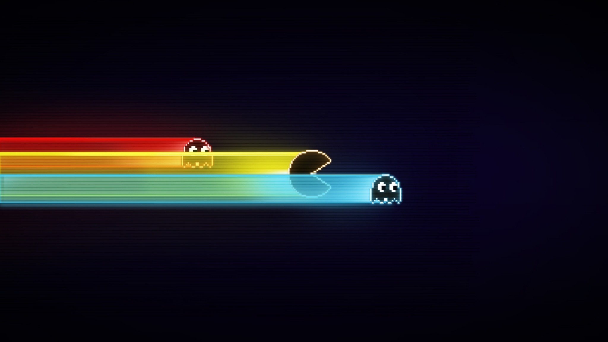 2048x1152 Preview wallpaper pacman, game, graphics, speed, harassment 