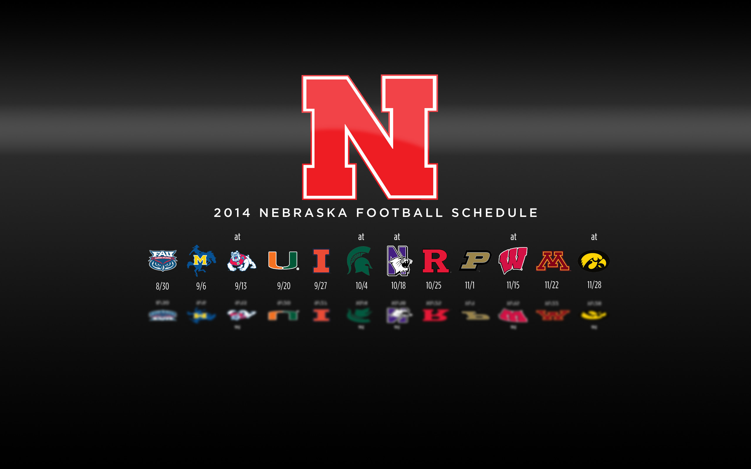 2560x1600 Black Background 2014 Nebraska Football Schedule Wallpaper – Widescreen