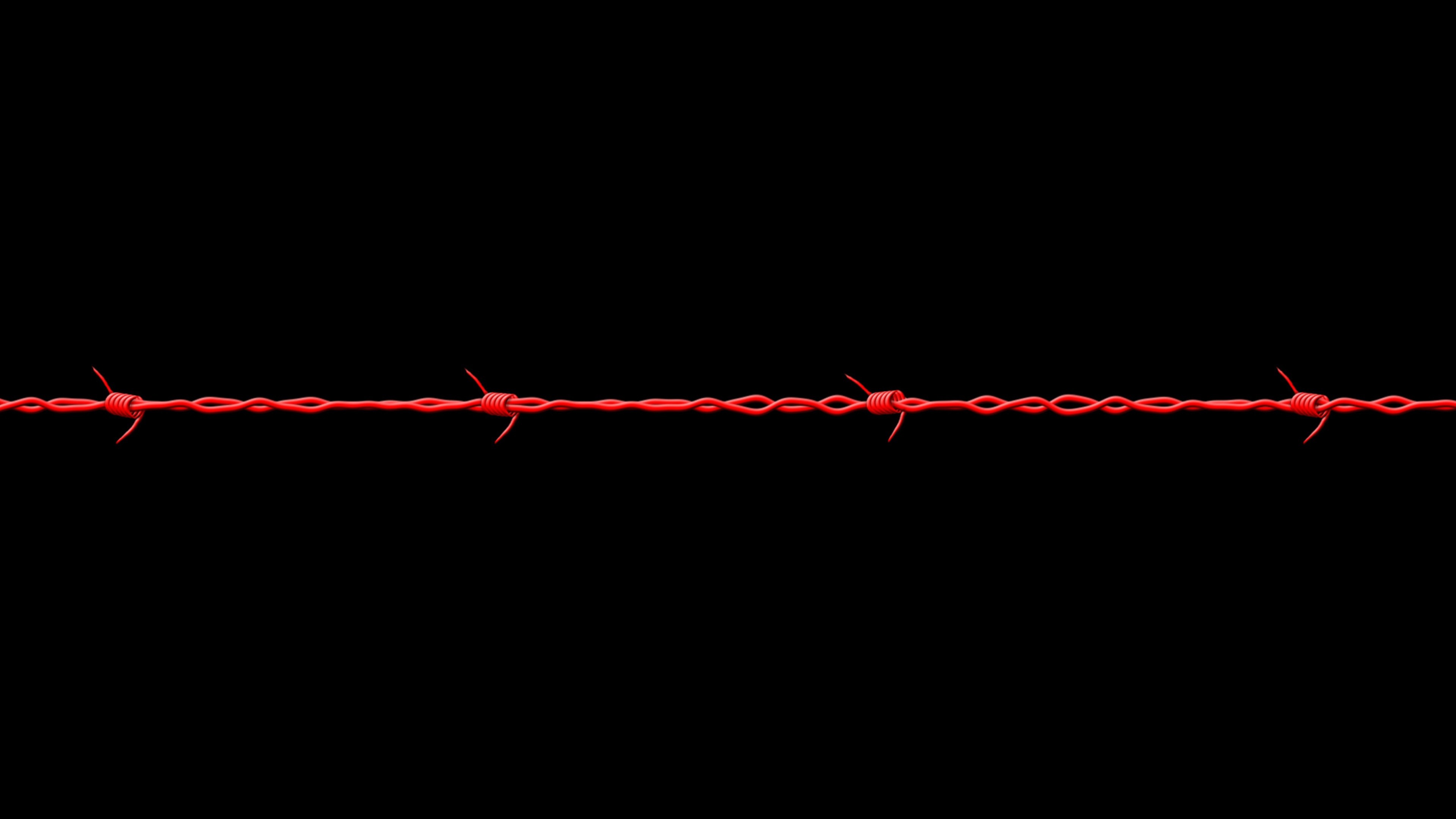 3840x2160 Preview wallpaper black, barbed wire, red 