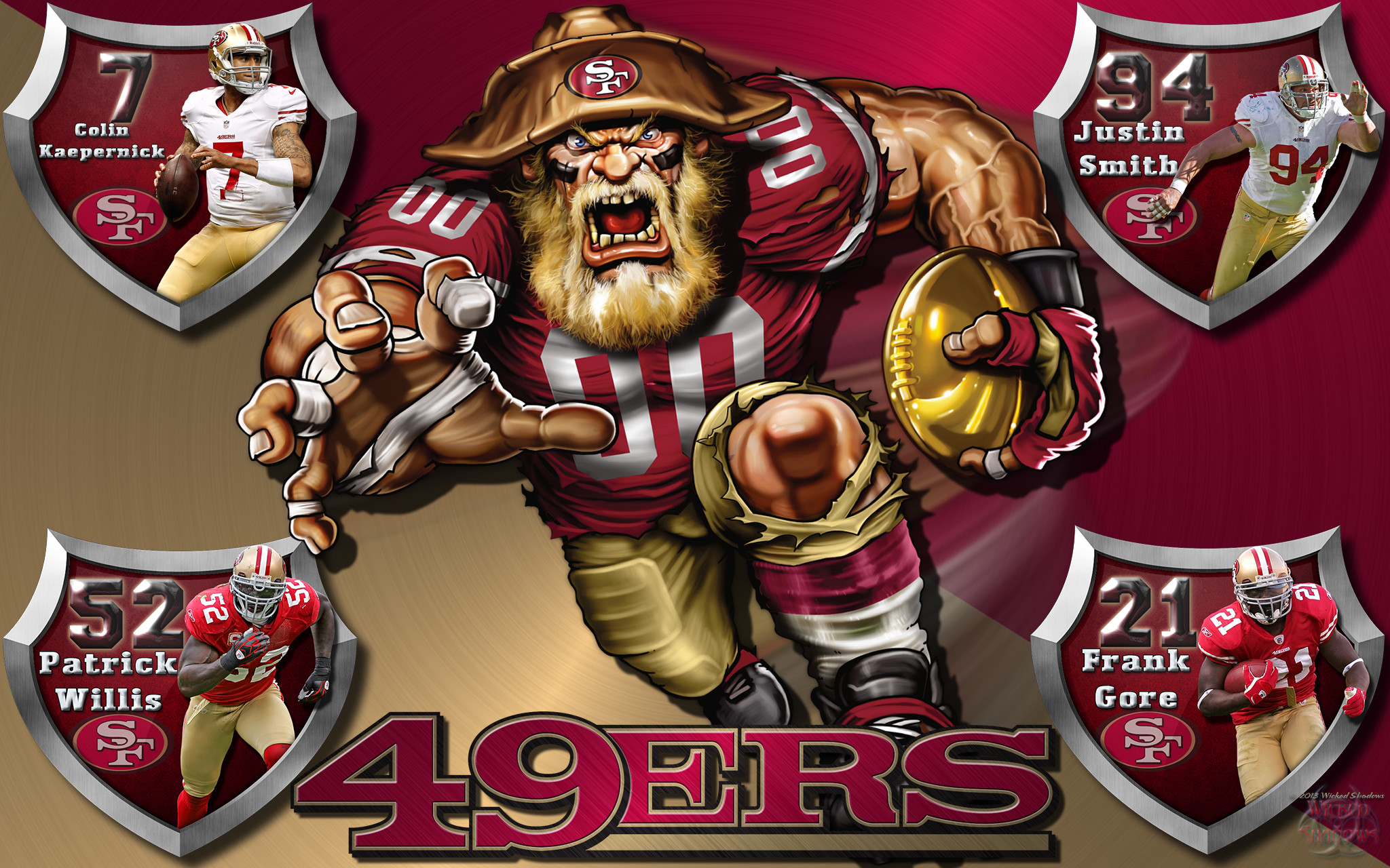 2048x1280 Wallpapers By Wicked Shadows: 49ers Crazy Logo Shield Players .