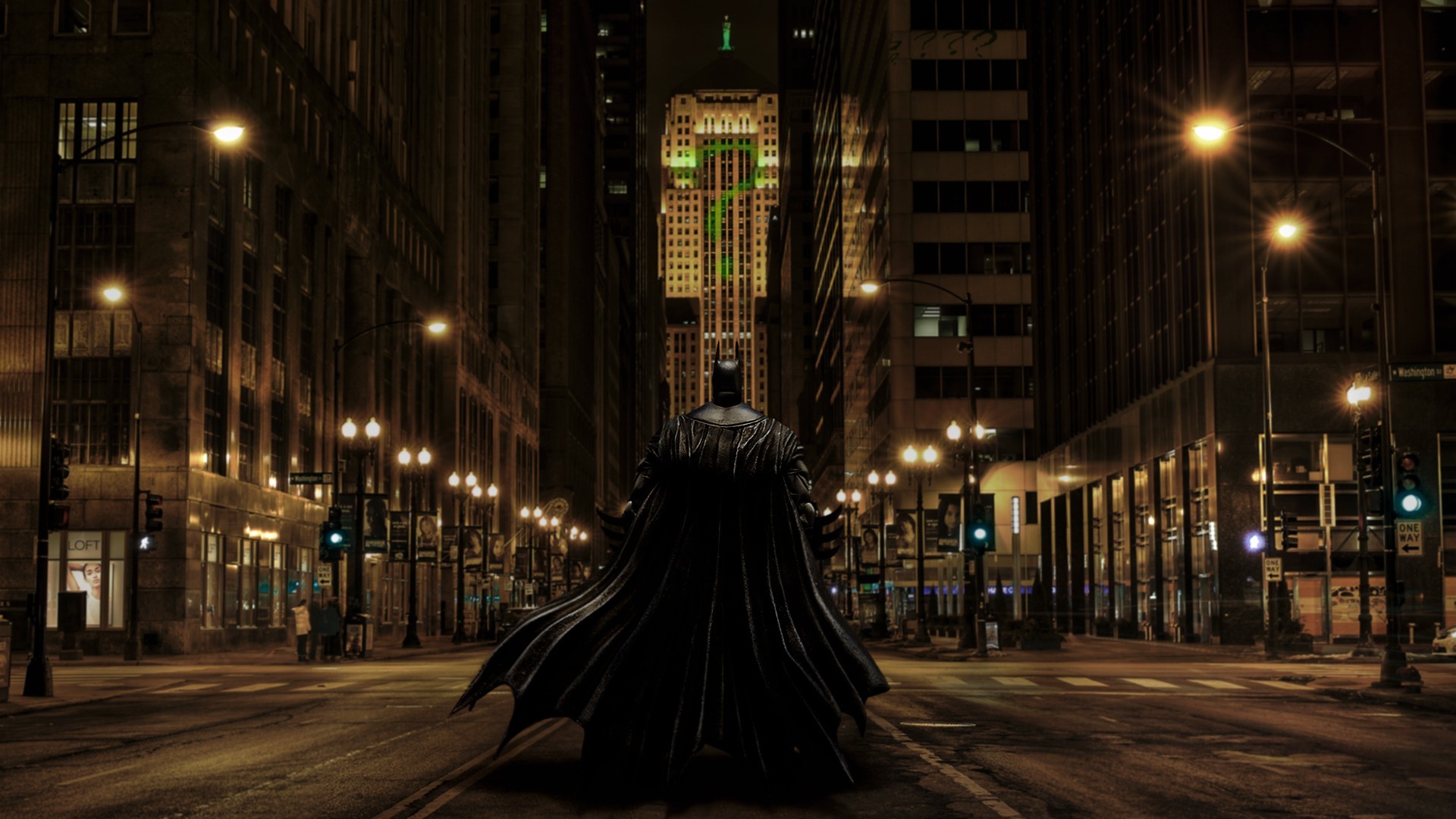 1920x1080 General  Batman The Riddler fan art Gotham City Chicago Photoshop  The Dark Knight