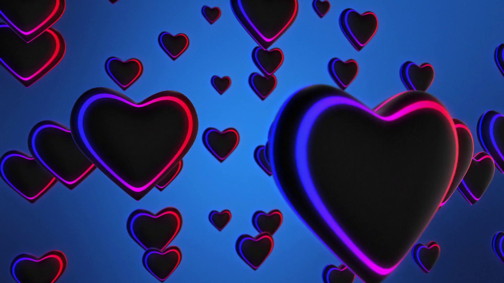 1920x1080 Funky Hearts with Colorful Glowing Stripes Flying in 3D Space Seamless  Looping Motion Background Full HD