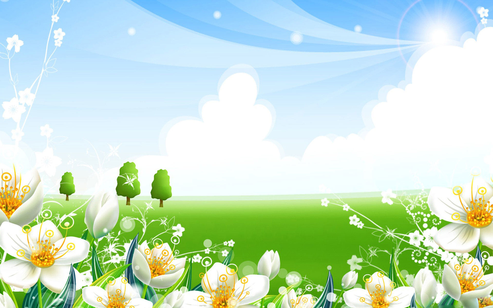 1920x1200 Blue and green summer theme HD wallpaper in high resolution