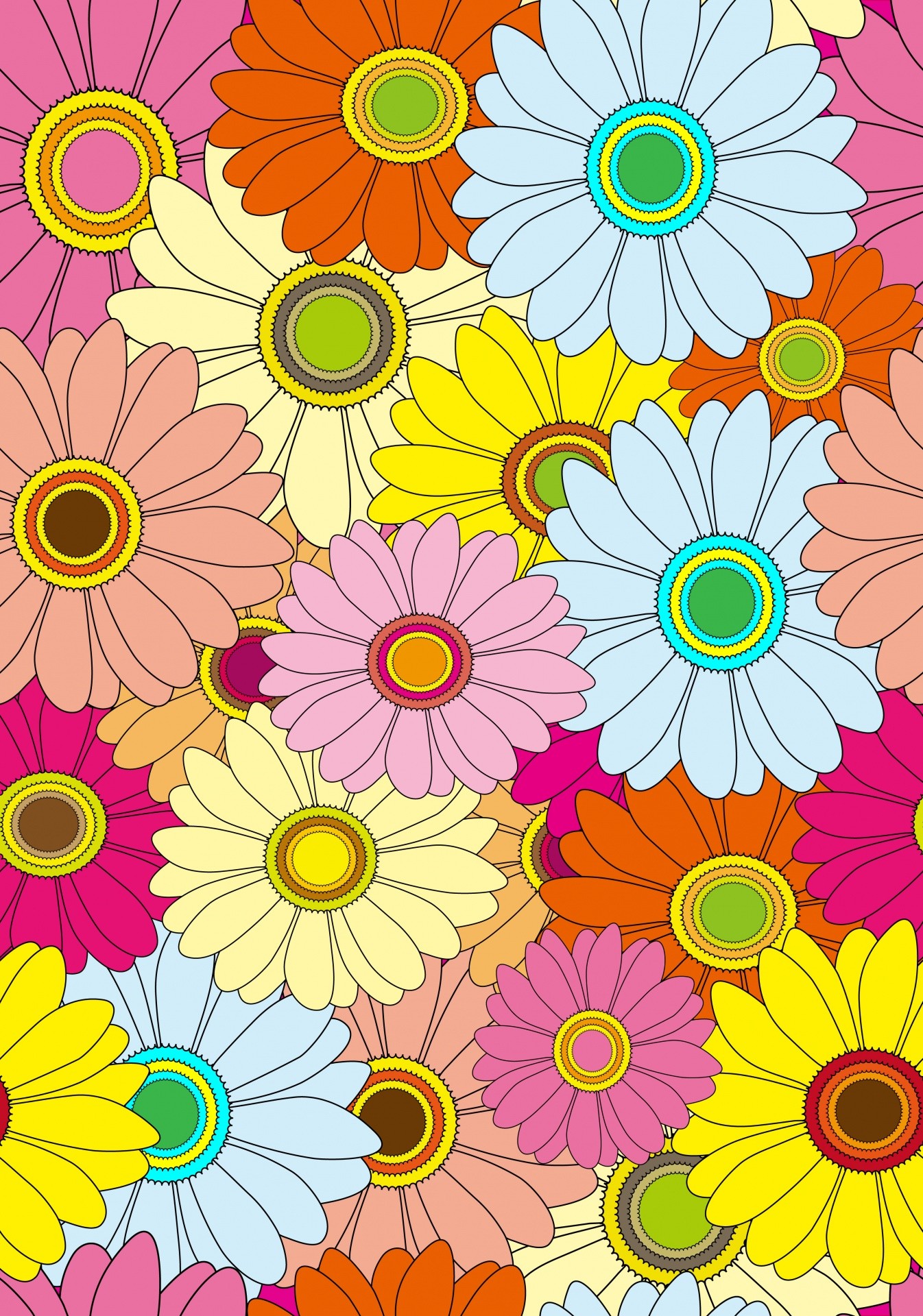 1346x1920 Floral Colorful Flowers Wallpaper