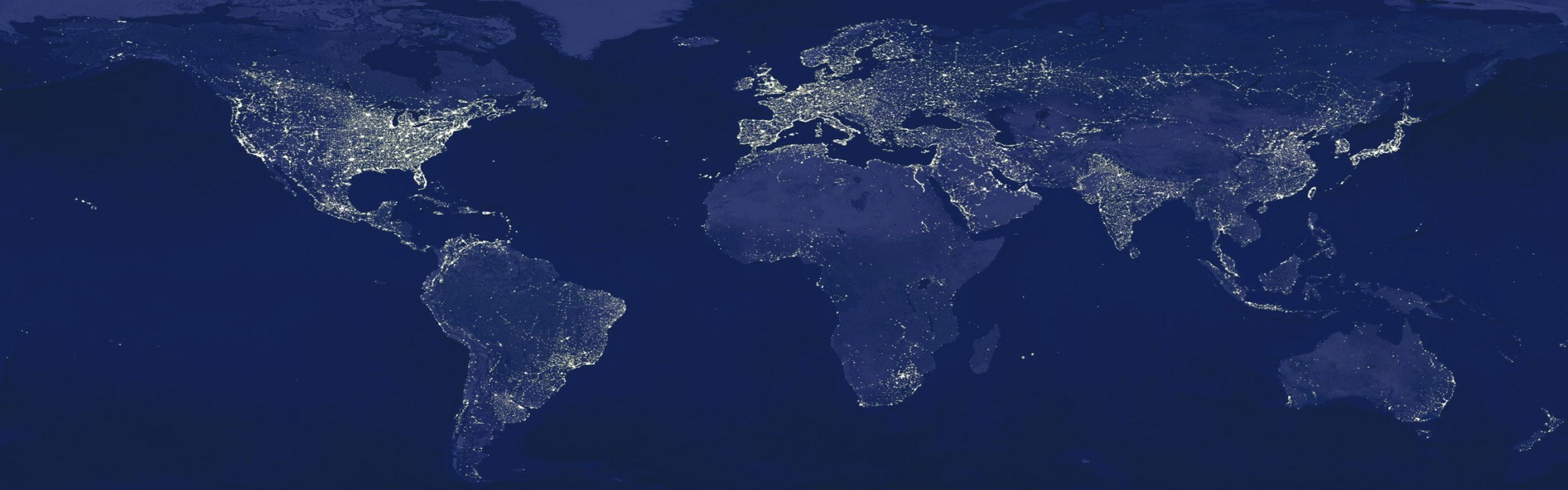 3840x1200 light, night, Earth, globes, maps, world map - Free Wallpaper /  WallpaperJam.com