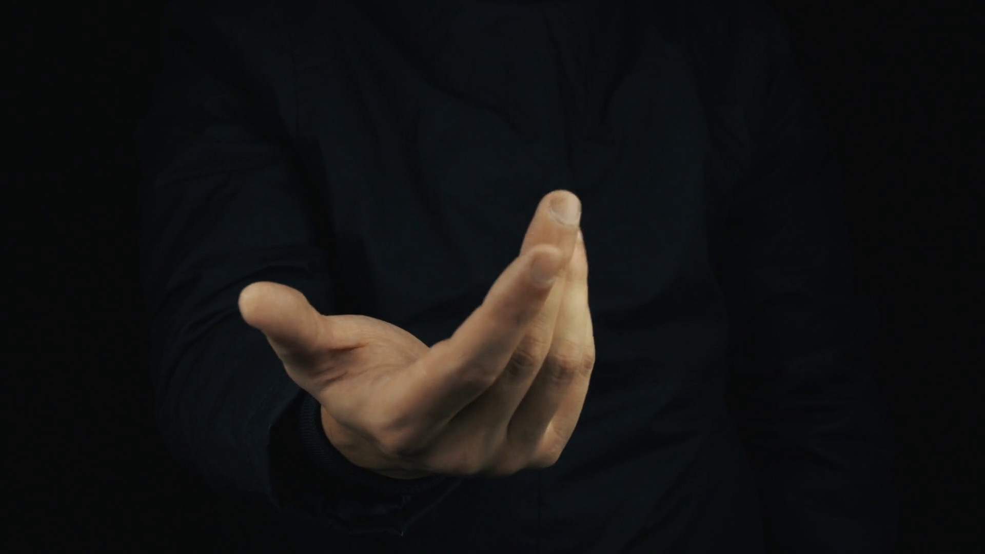 1920x1080 Caucasian male hand in long sleeve jacket making money asking sign gesture  rubbing fingers together on black background, close up isolated Stock Video  ...