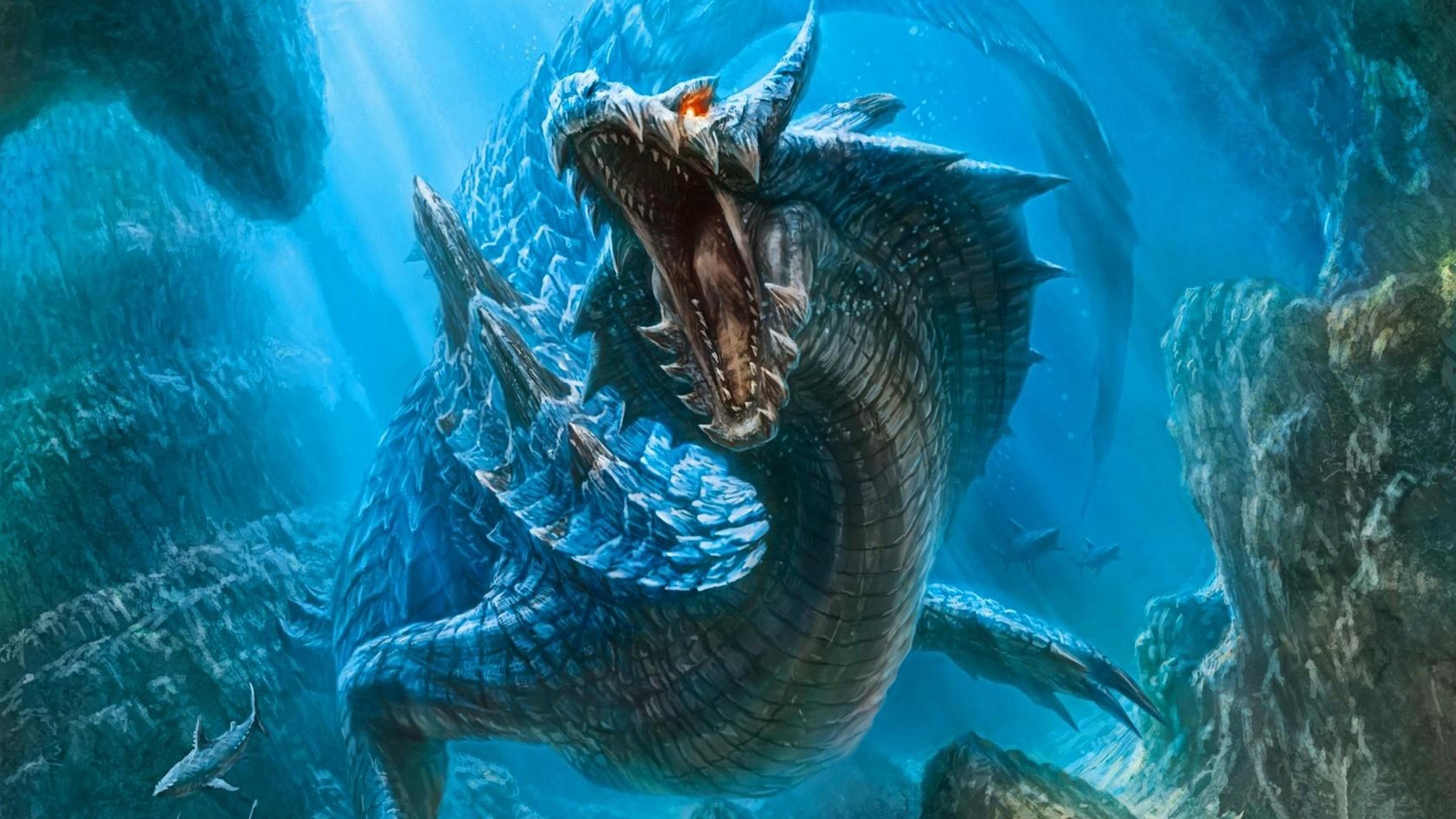 3840x2160 Lagiacrus Dragon Sea Shark Water Monster hunter HD Wallpapers .