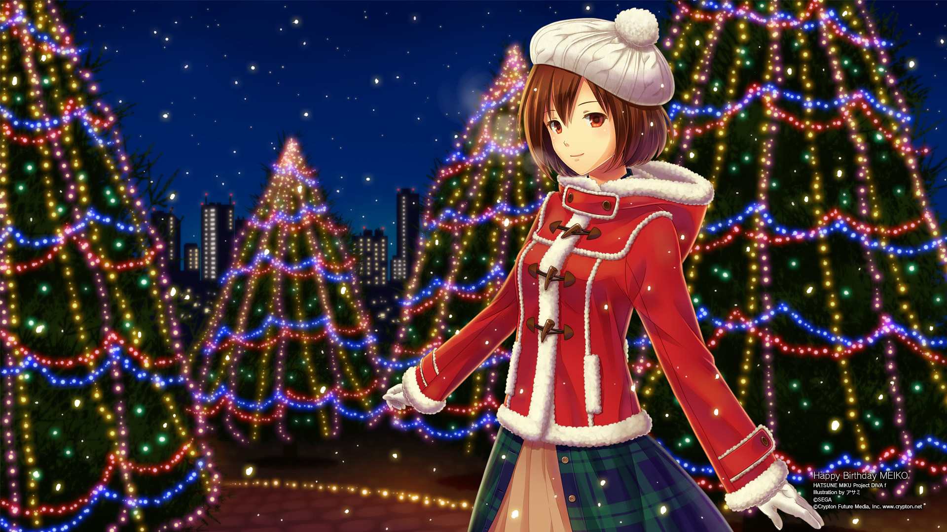 Mikus Christmas Tree red vocaloid stars christmas miku clouds  lights HD wallpaper  Peakpx