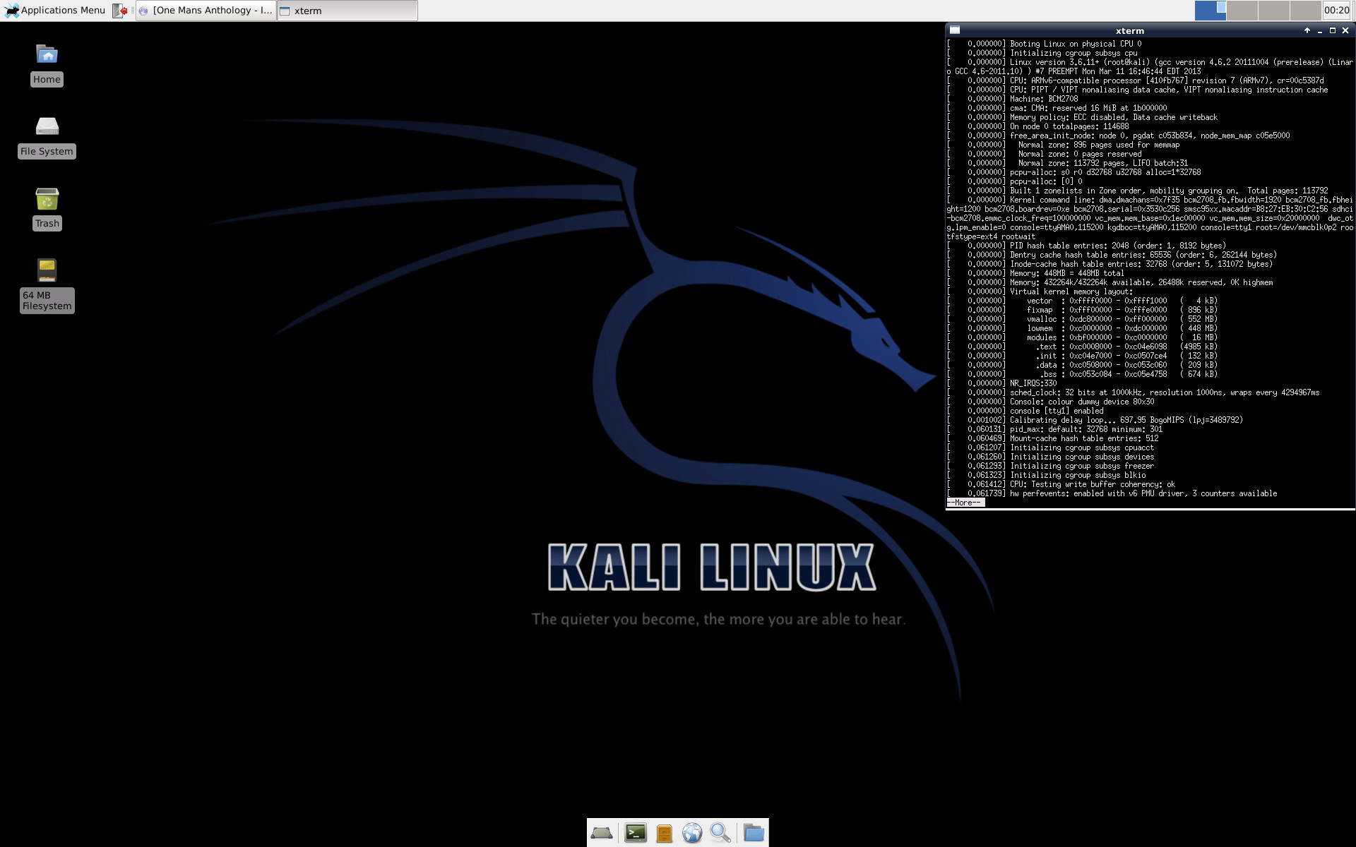 1920x1200 Kali Linux V1.0 running on Raspberry Pi model B Desktop