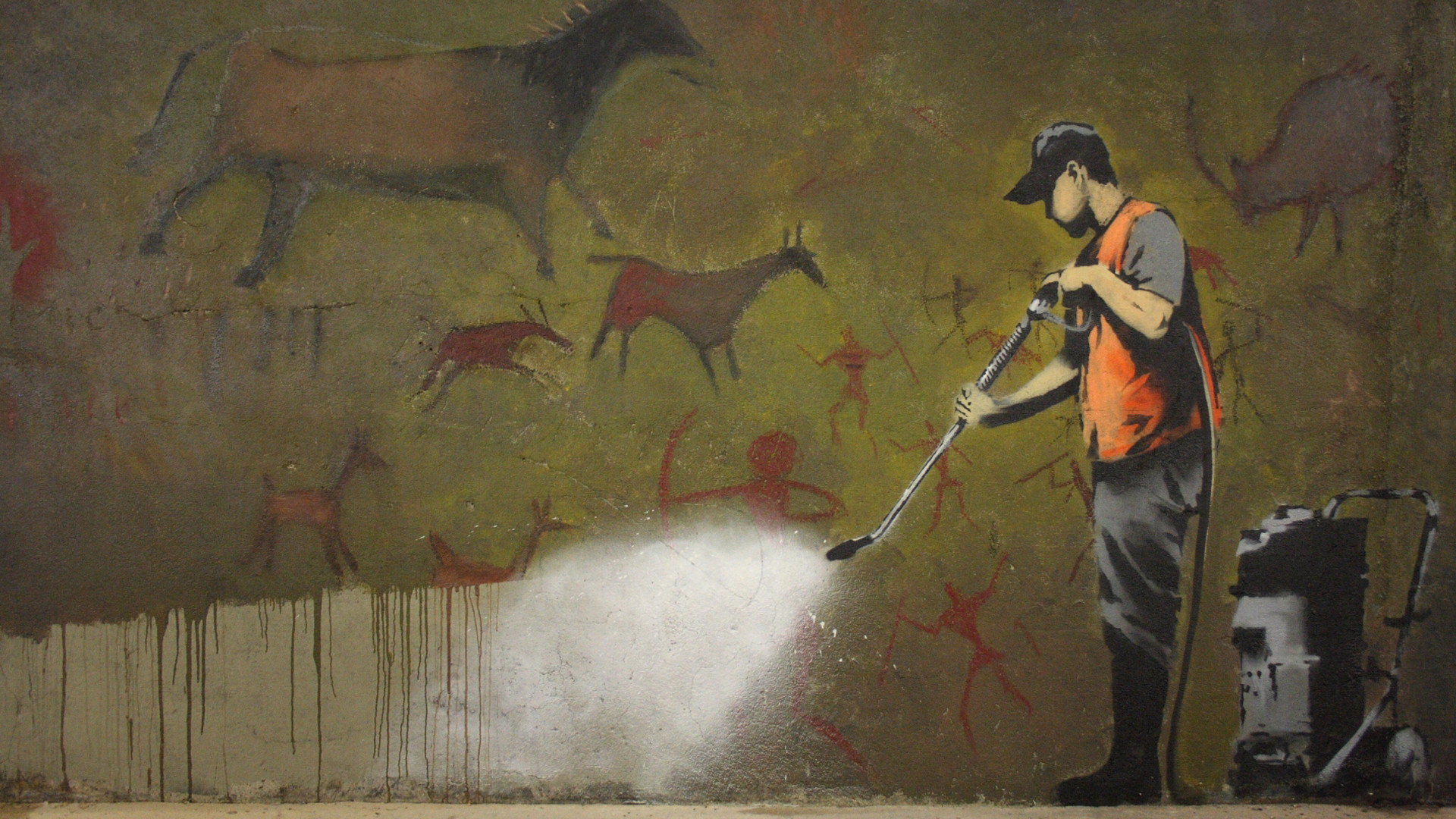 1920x1080 Banksy Graffiti Clean Up Wallpaper