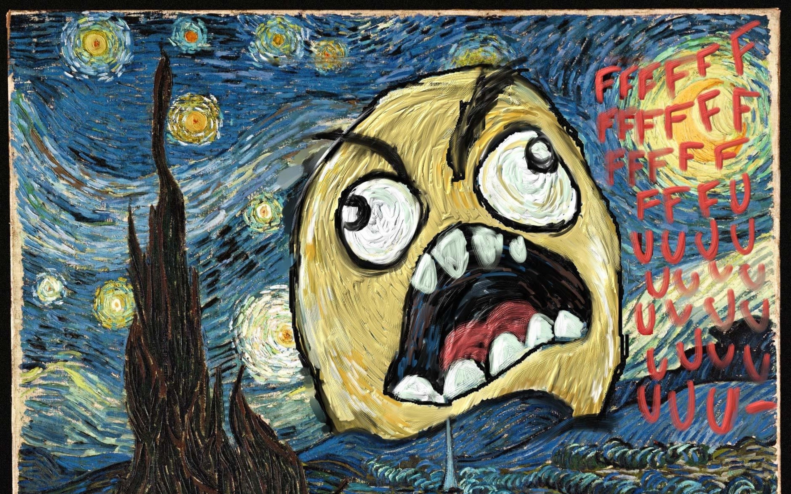 2560x1600 Wallpapers Van Gogh Parody Vincent Rageface Starry Night X Art ..