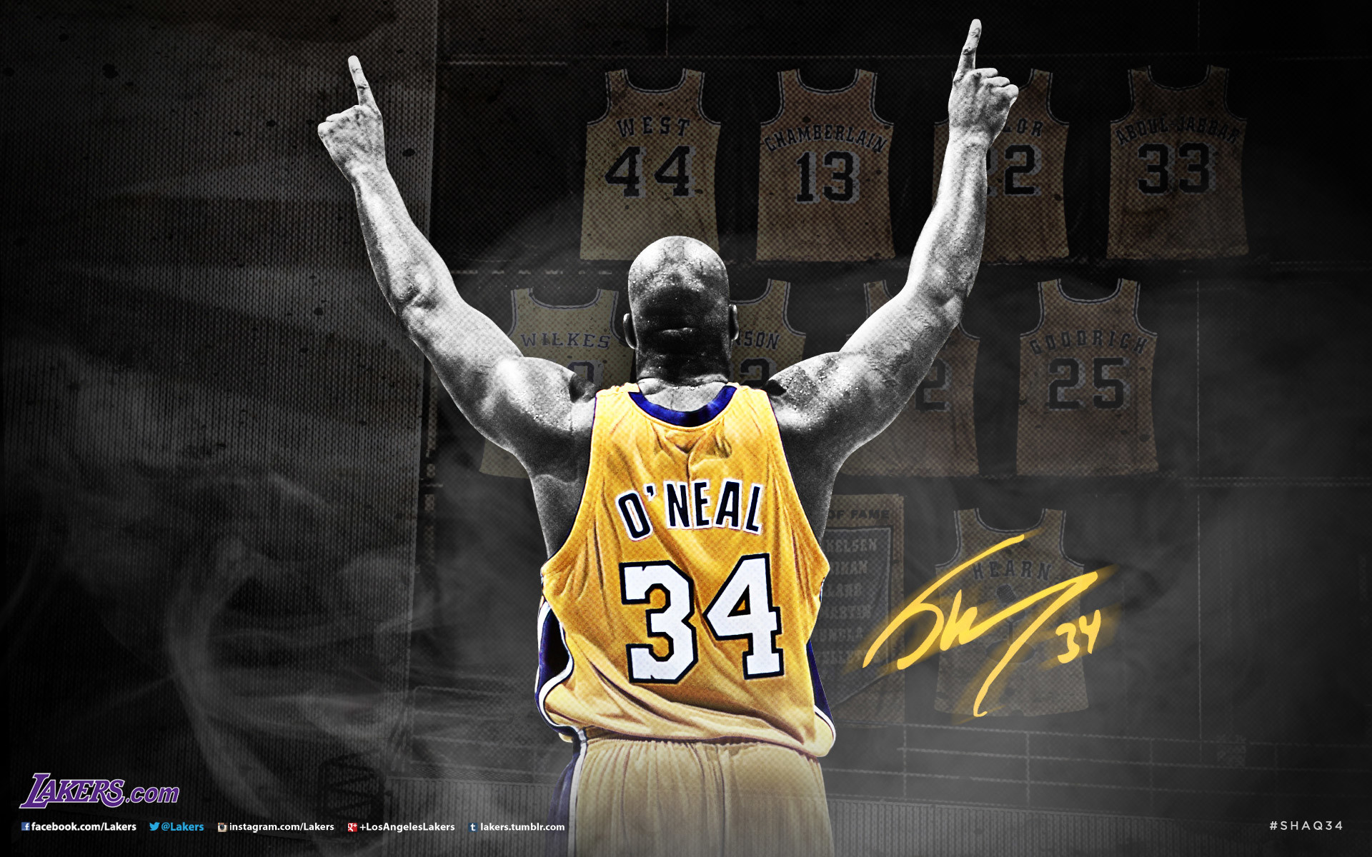 1920x1200 Shaq Lakers Number Retired  Wallpaper