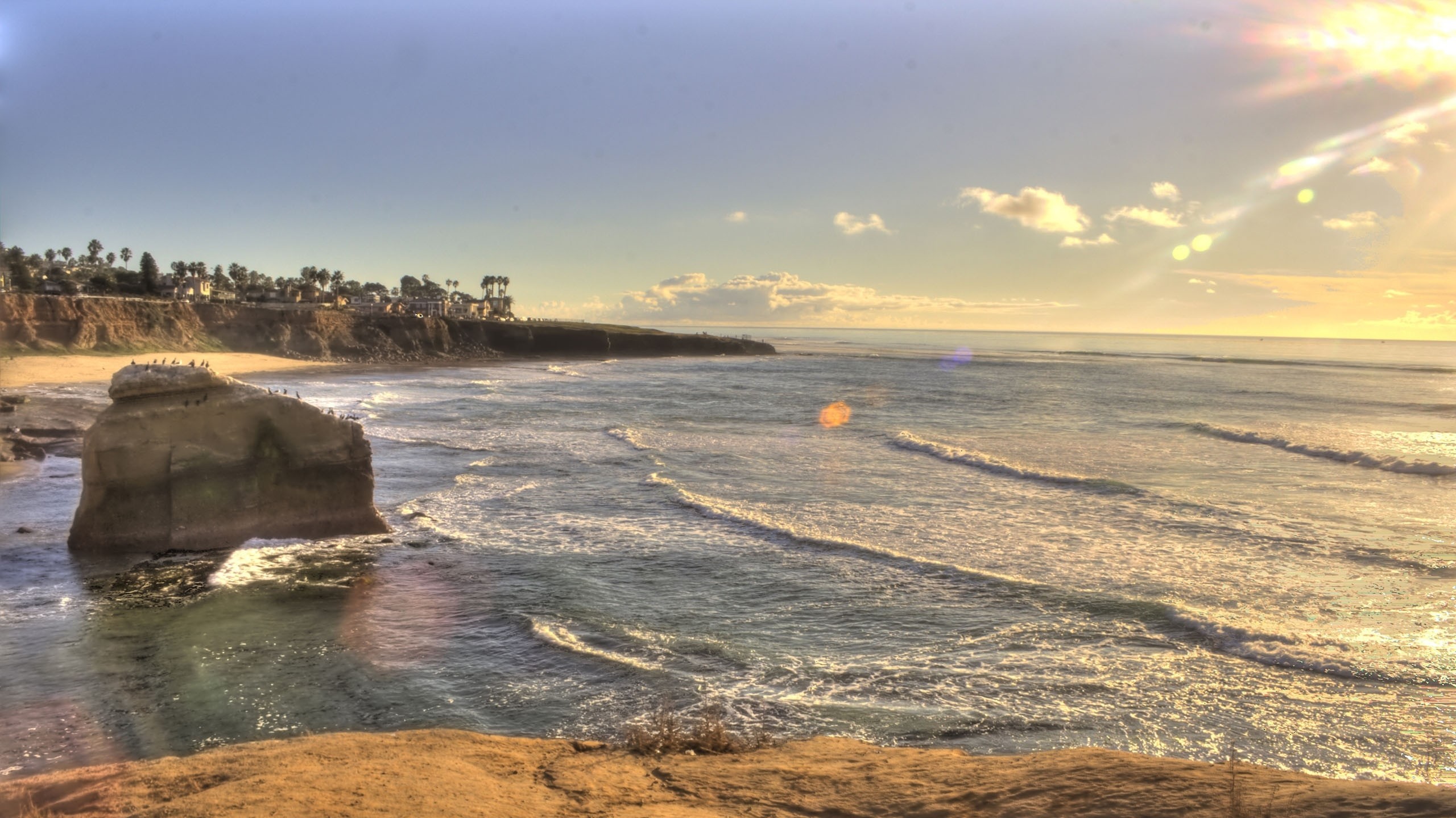 2560x1440  Wallpaper sunset, beach, san diego, california, usa