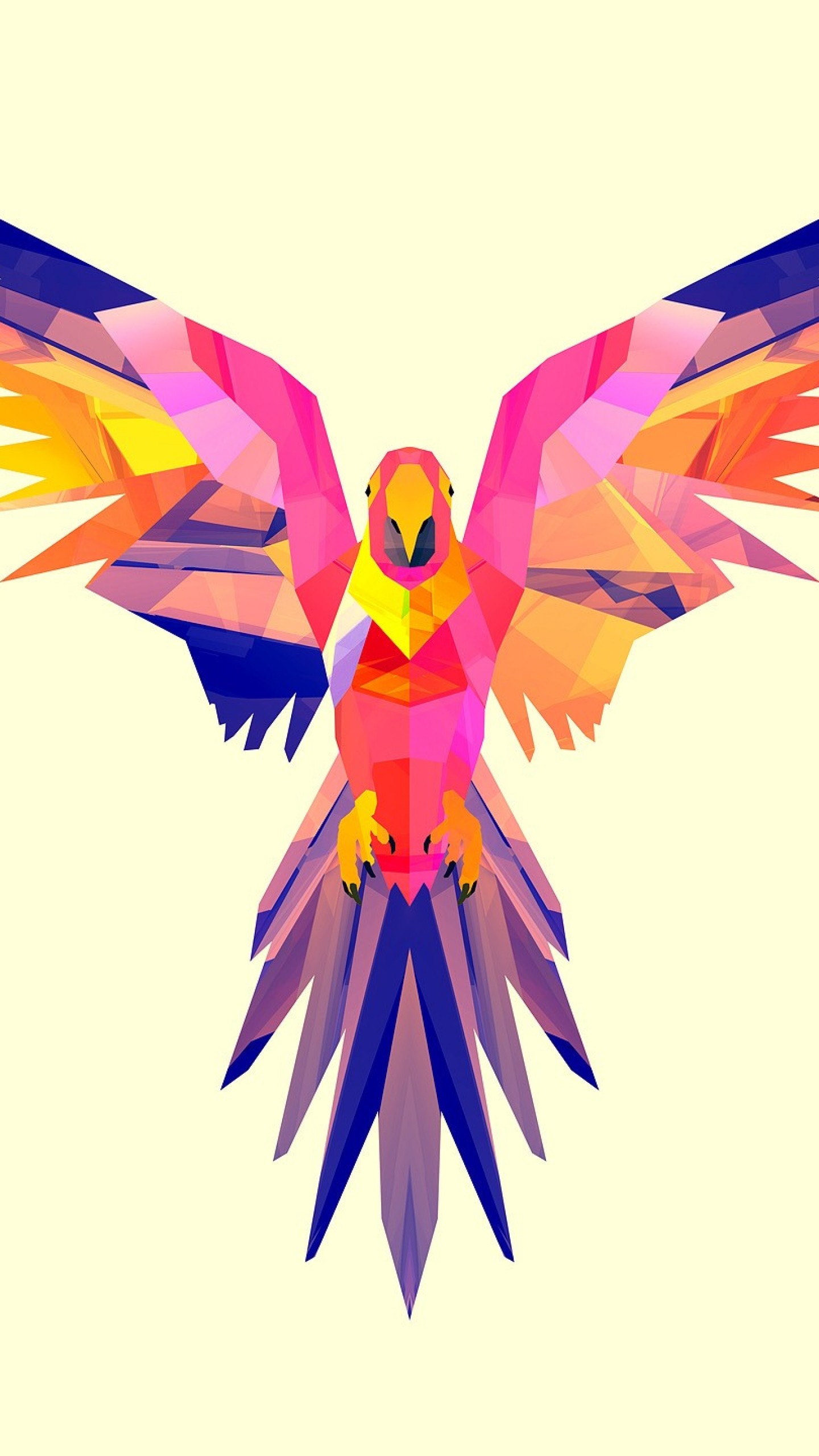 1440x2560  Wallpaper parrot, vector, drawing, bright, color