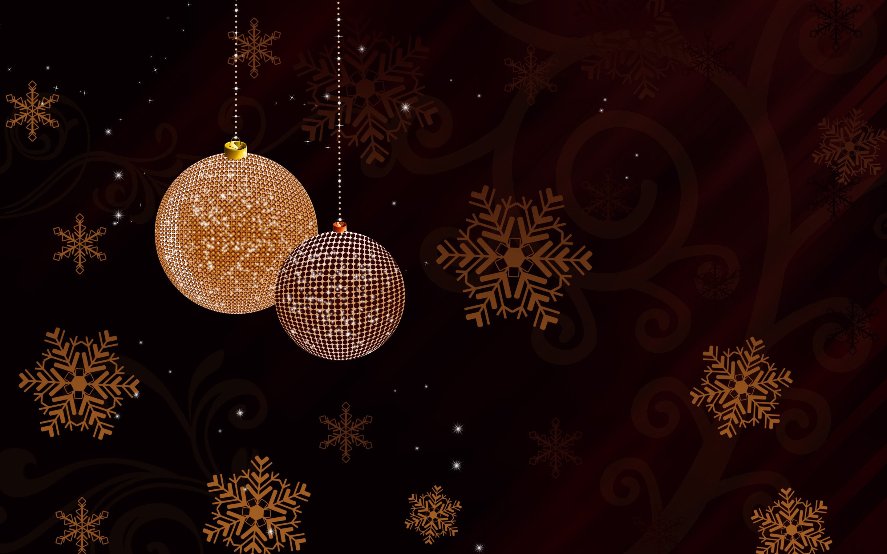 2880x1800 Golden Sparkling Christmas Globes