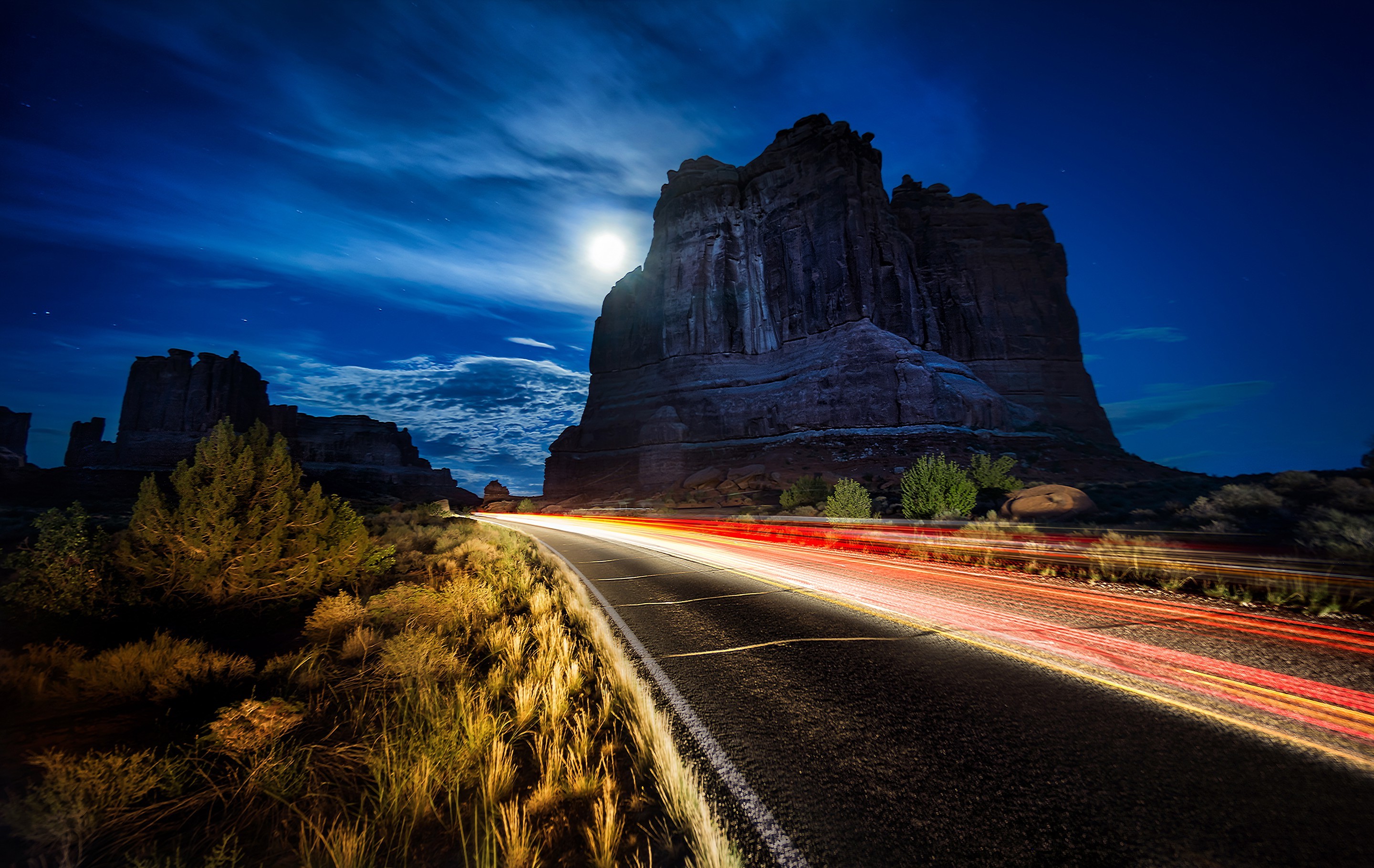 2880x1819 night, Road, Utah, USA, Landscape, Arches National Park Wallpapers HD /  Desktop and Mobile Backgrounds