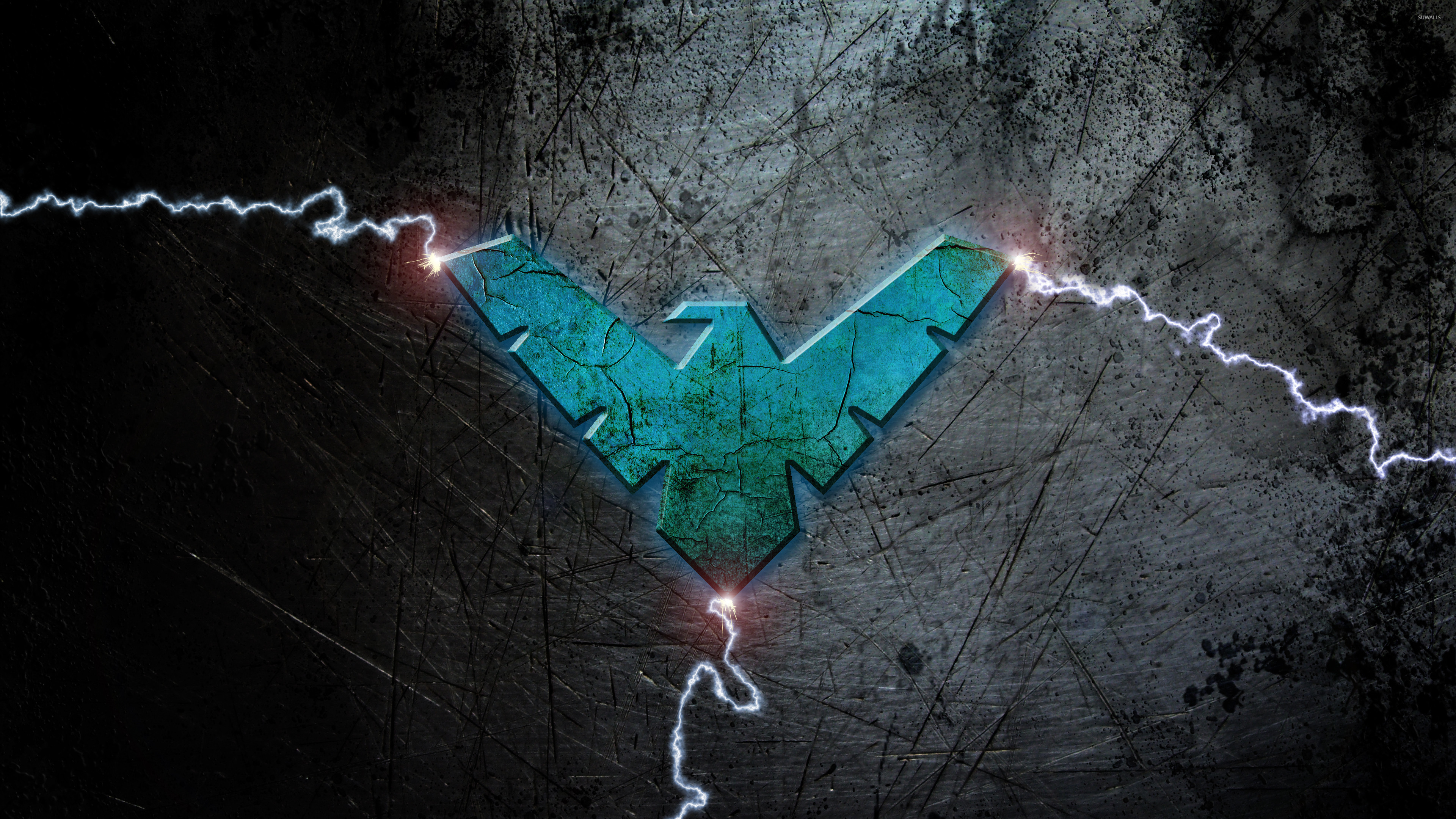 3840x2160 Blue Nightwing logo with lightning wallpaper  jpg