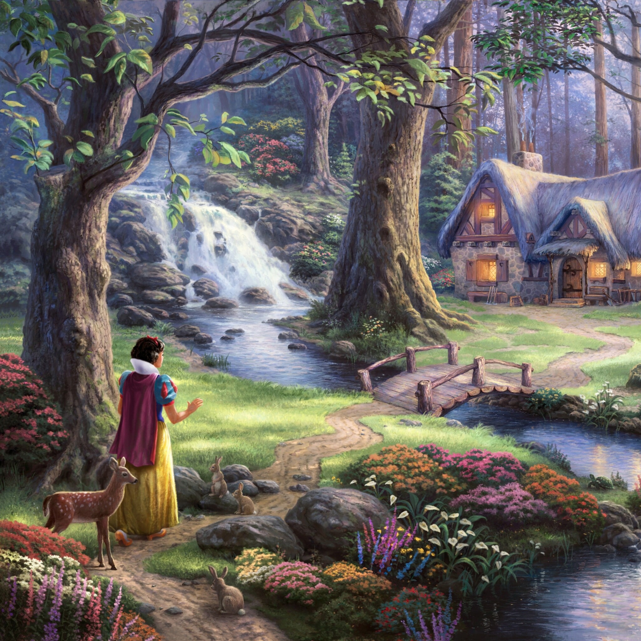2048x2048 Thomas Kinkade Snow White #iPad Air #Wallpaper ~ #iPadAir #oilpainting  #landscape