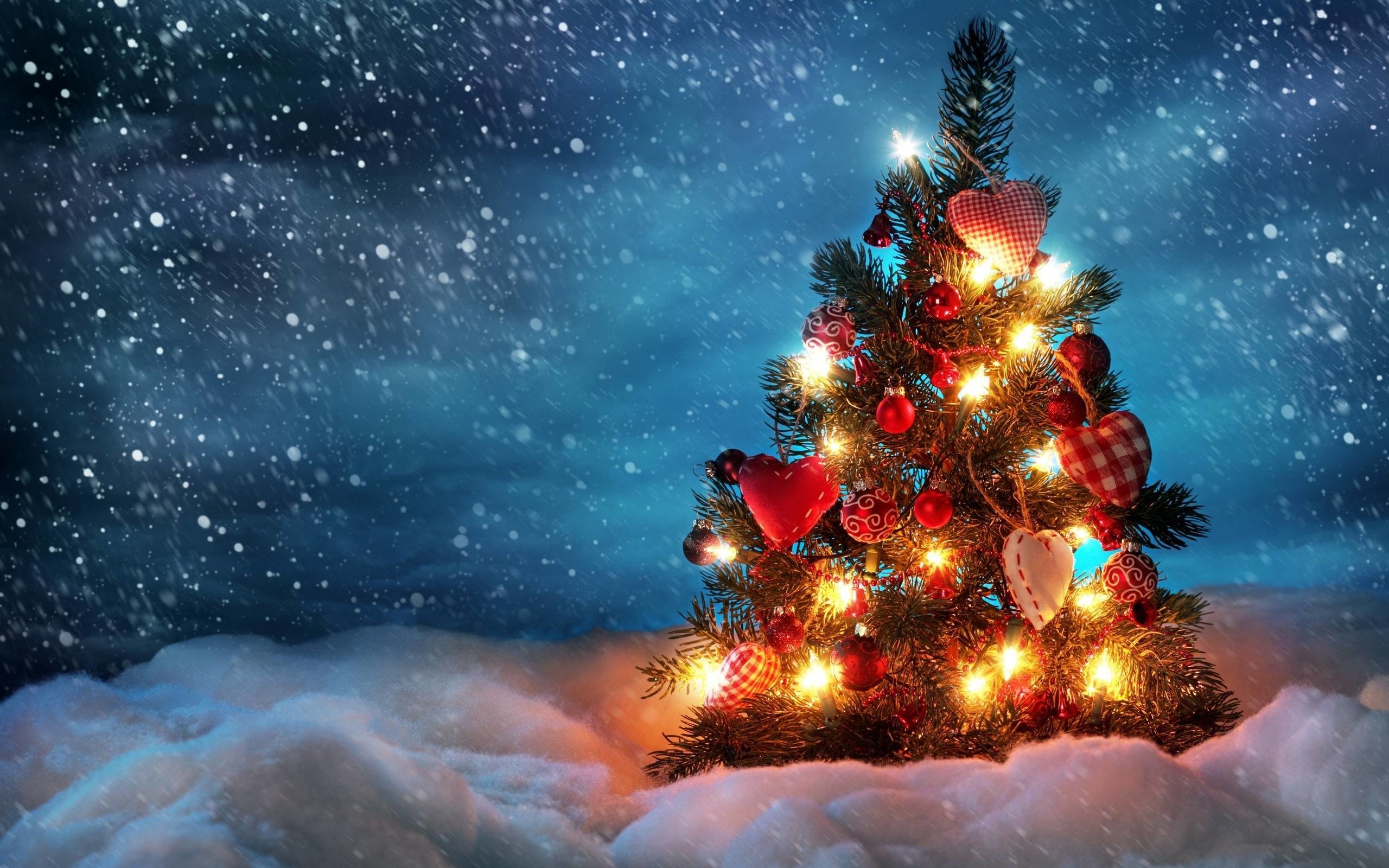 2560x1600  wallpapers for christmas lights snow desktop background