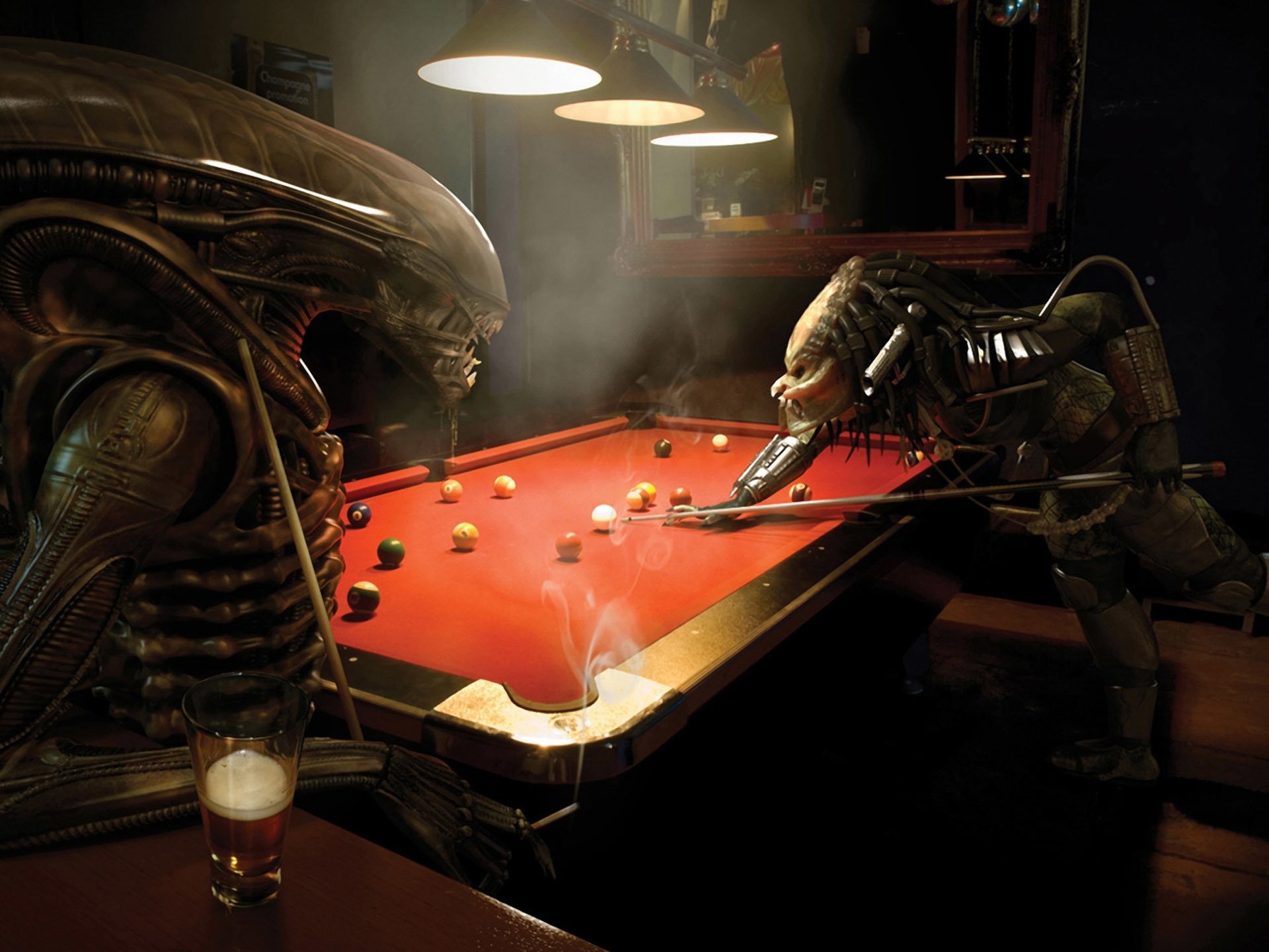 1920x1440 Humor - Funny Pool Game Alien Predator Billiard Wallpaper