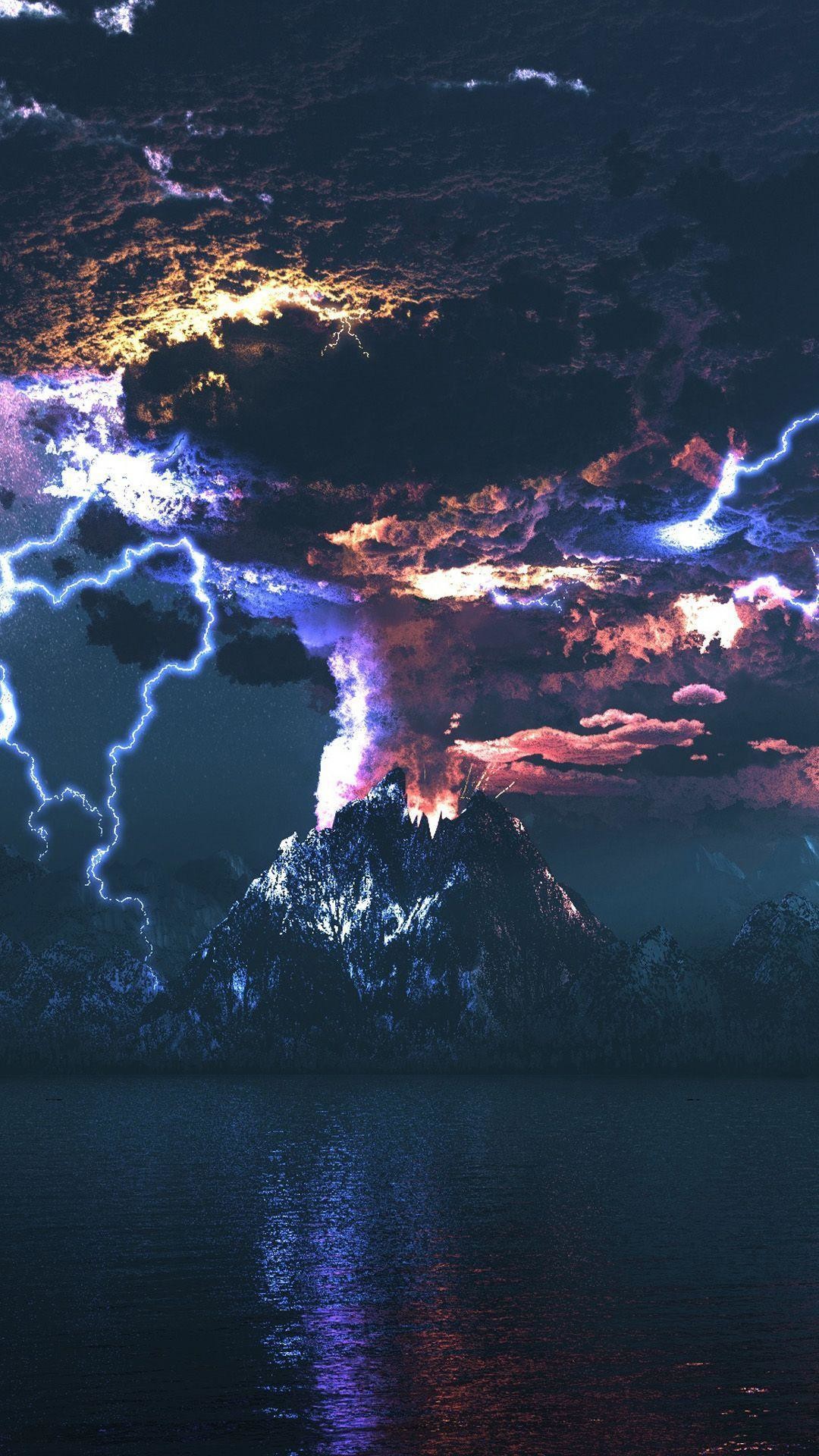 1080x1920 iPhone 6 Plus 3D Wallpaper of Volcano