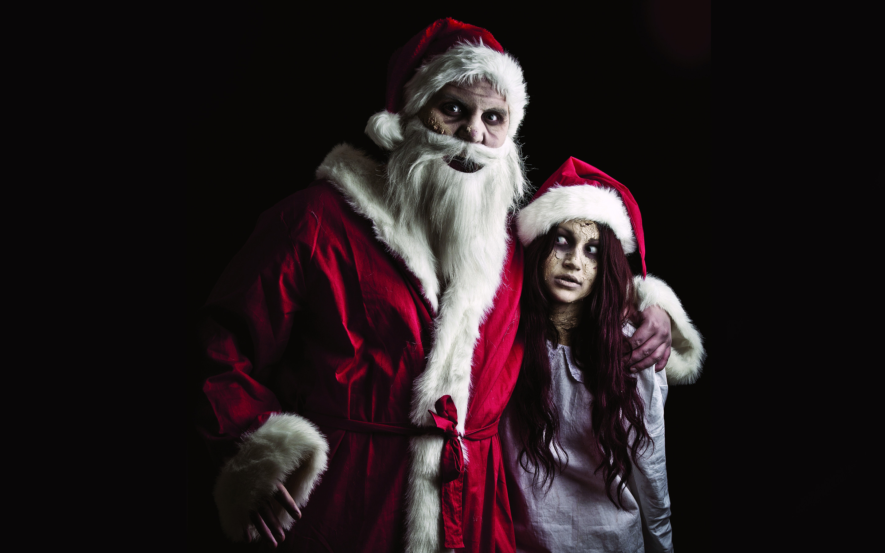 2880x1800 Evil Santa Claus and zombie Snow Maide... wallpaper - ForWallpaper .
