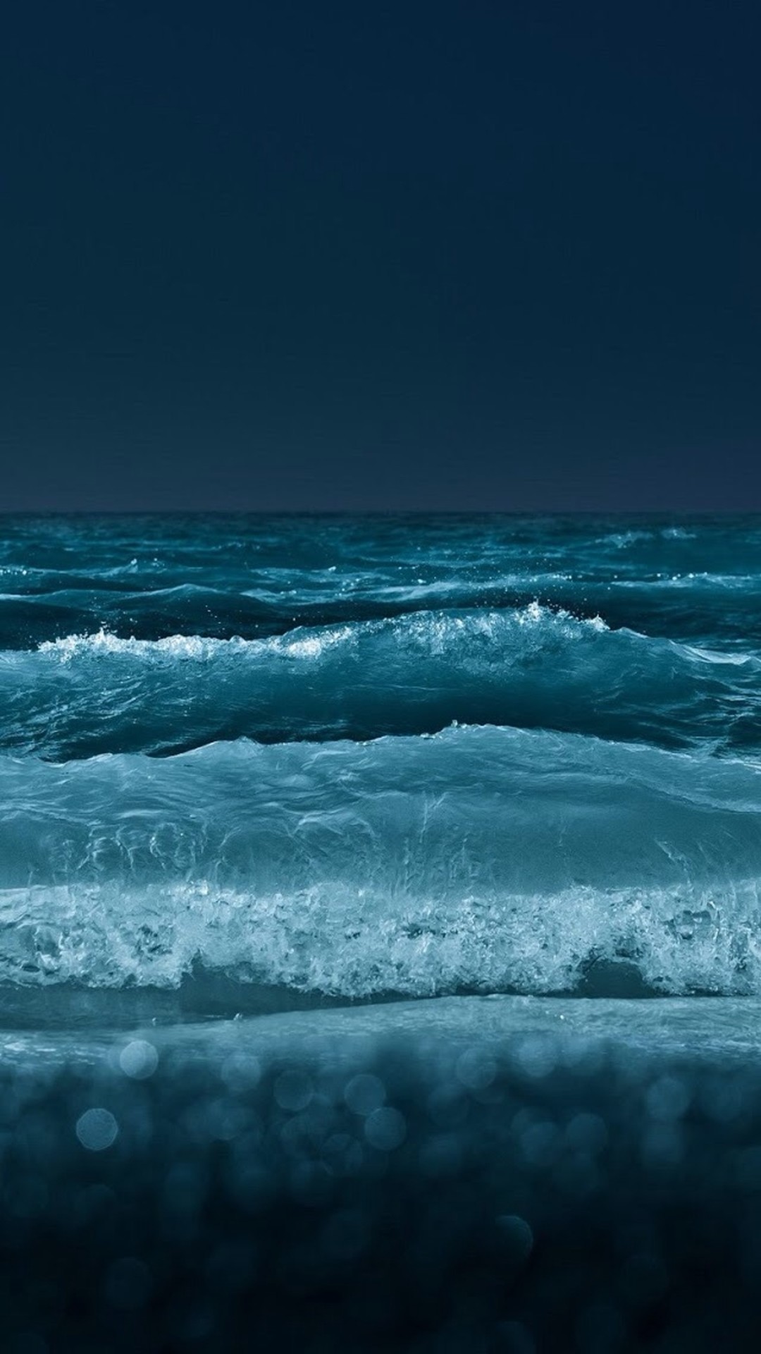 1080x1920 Natur Nacht Ocean Beach Wave Bokeh iPhone 8 Plus Wallpaper