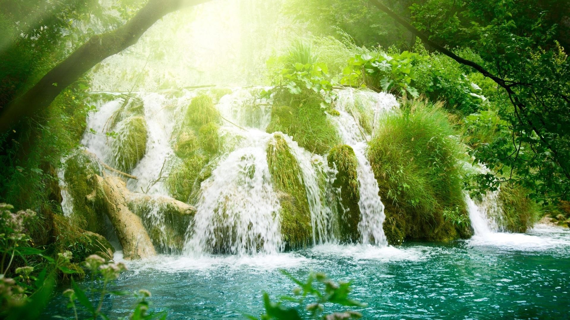 1920x1080 Amazing Forest waterfall and rivers background