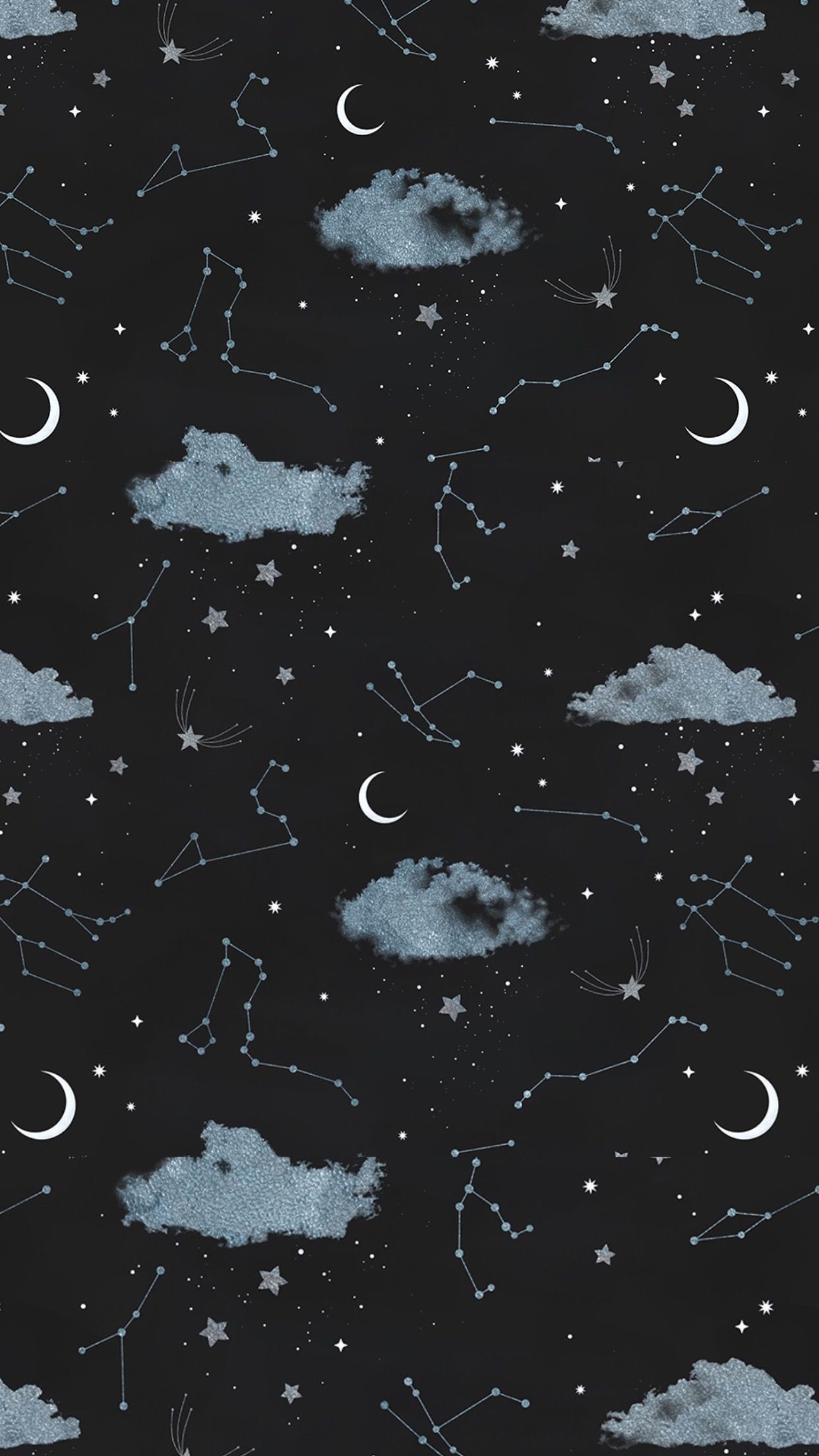 1242x2208 Wallpaper ð Night Sky #background #nightsky #night #sky #moon #stars  #cloud #black #blue