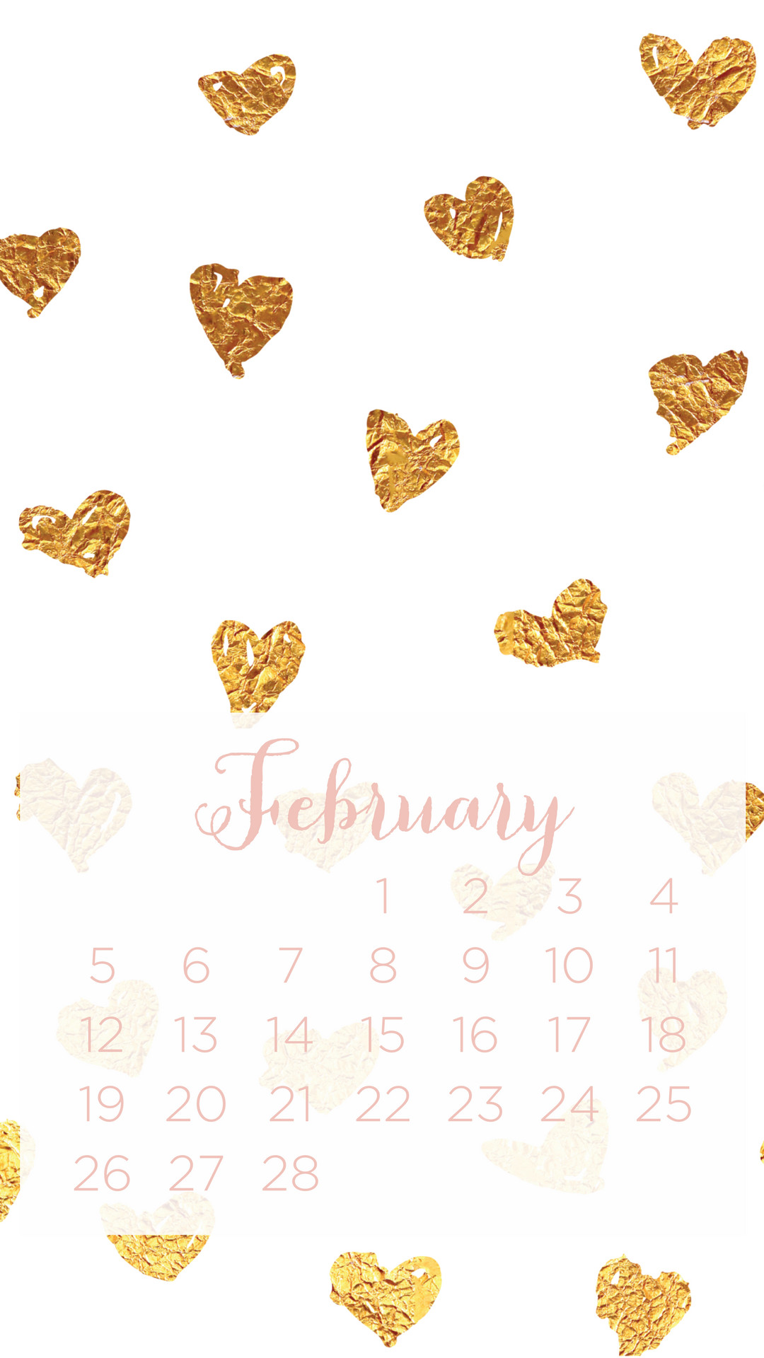 1080x1920 Click to download the foil heart February calendar wallpaper.