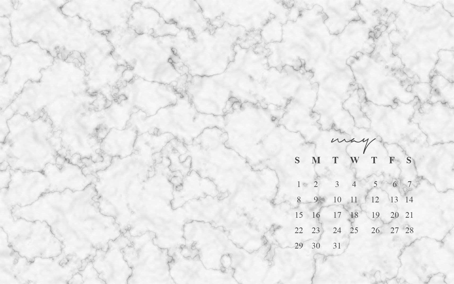 1920x1200 May 2016 Marble Calendar