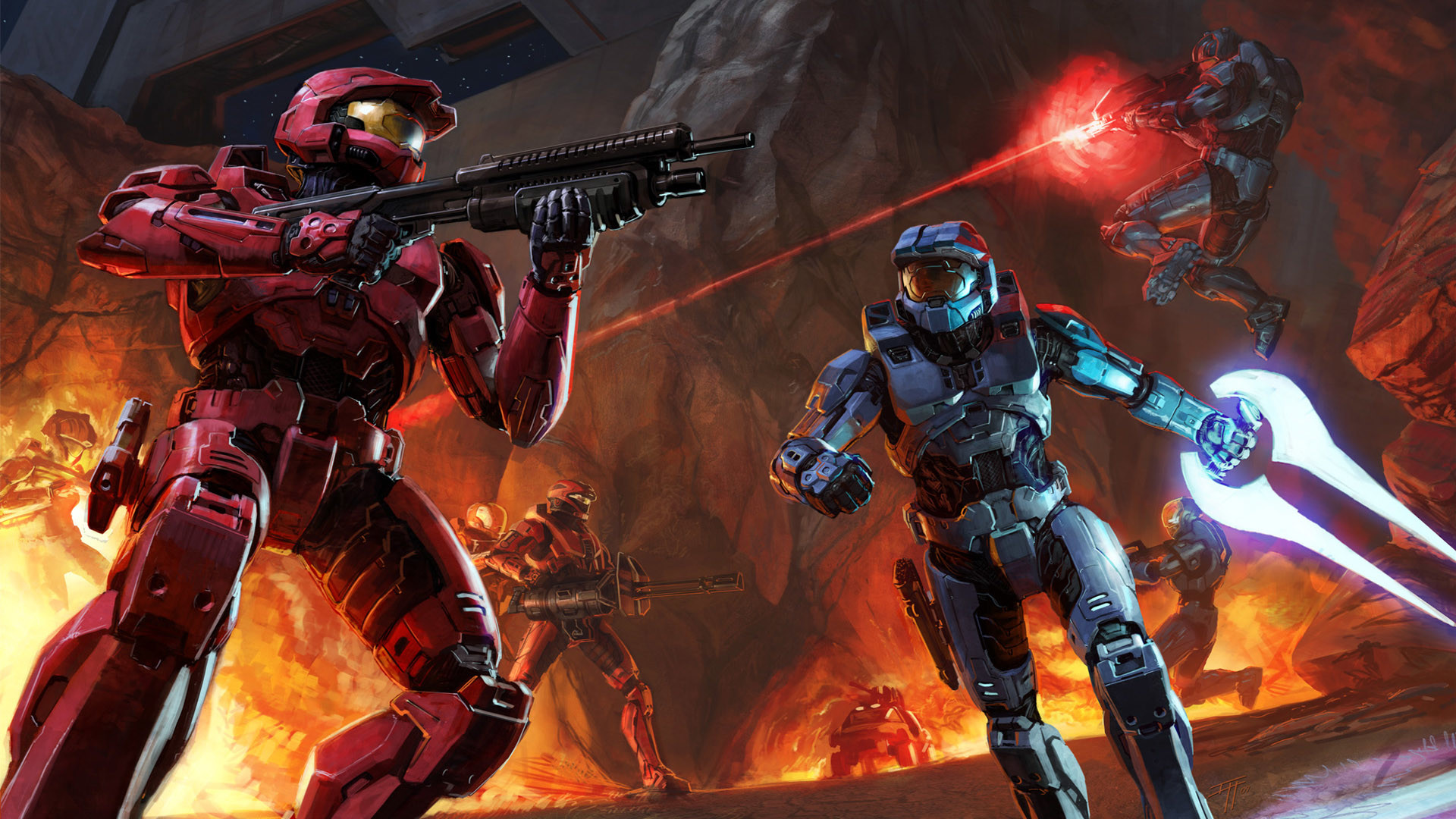 1920x1080 Halo - Speaking of awesome Halo 3 art, this piece was done for a cover  story in Gamepro magazine.