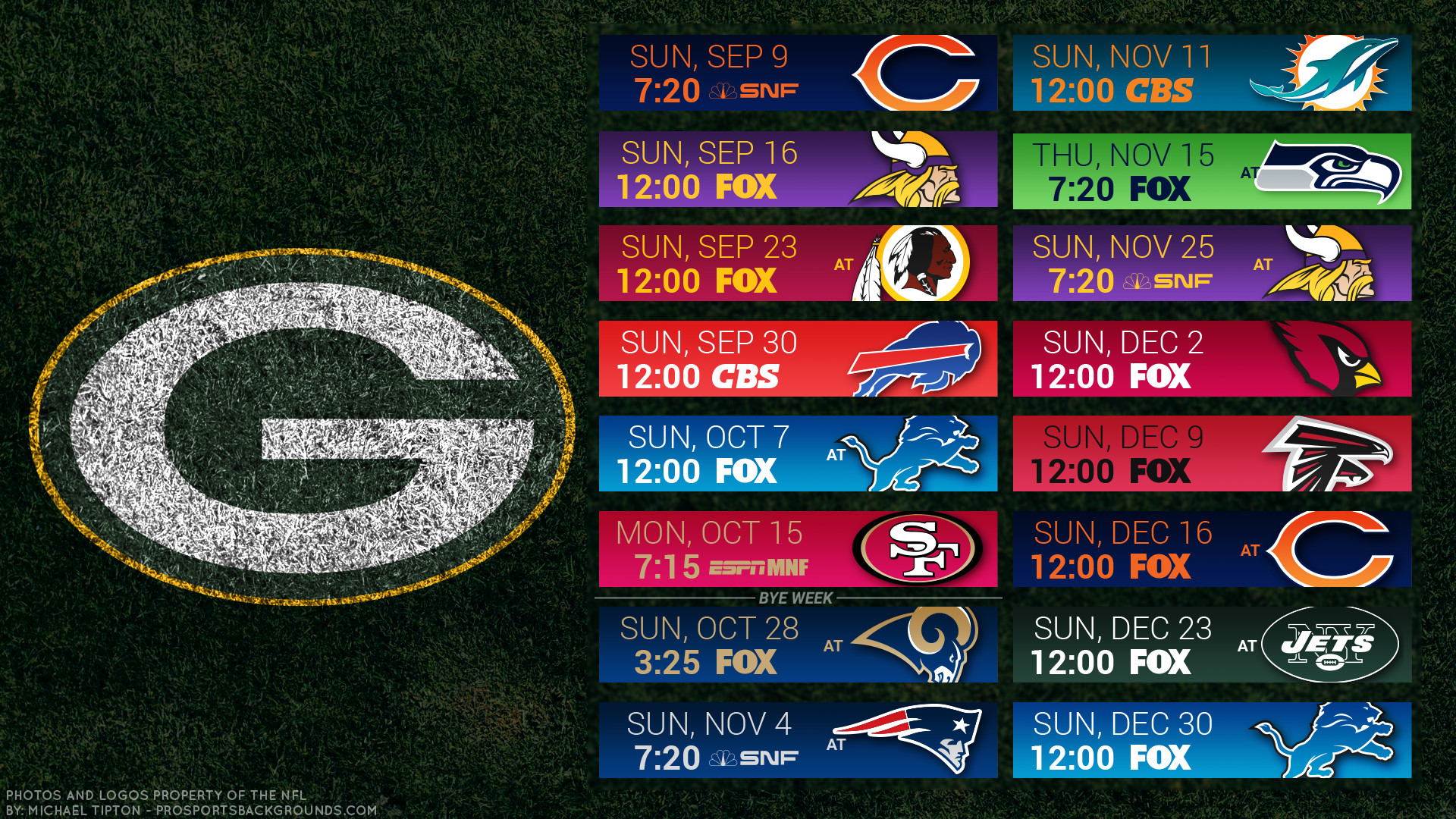 1920x1080 Green Bay Packers 2018 schedule turf logo wallpaper free for desktop pc  iphone galaxy and andriod