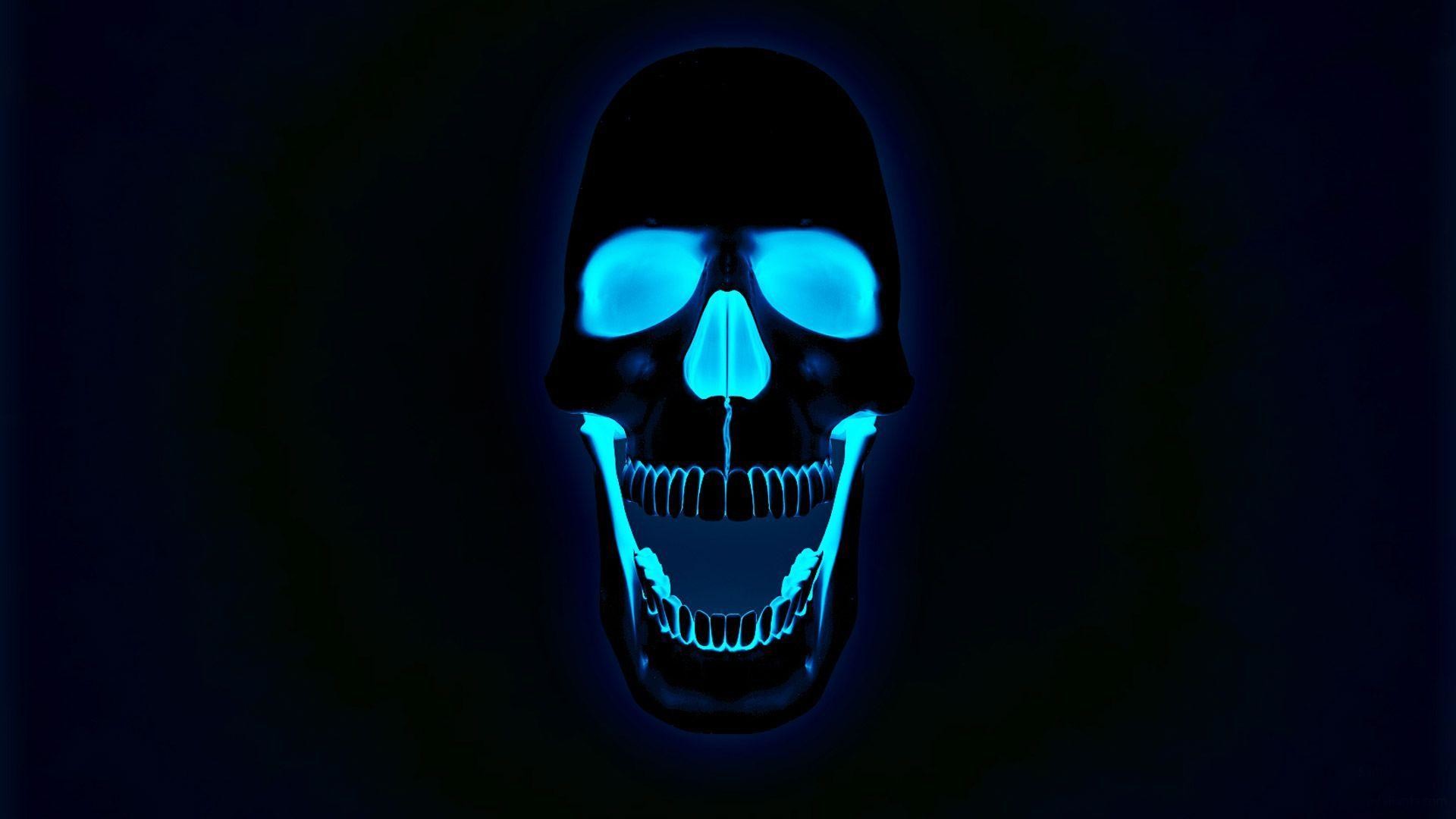 1920x1080 Blue Fire Skull Photo Wallpaper HD - dlwallhd.