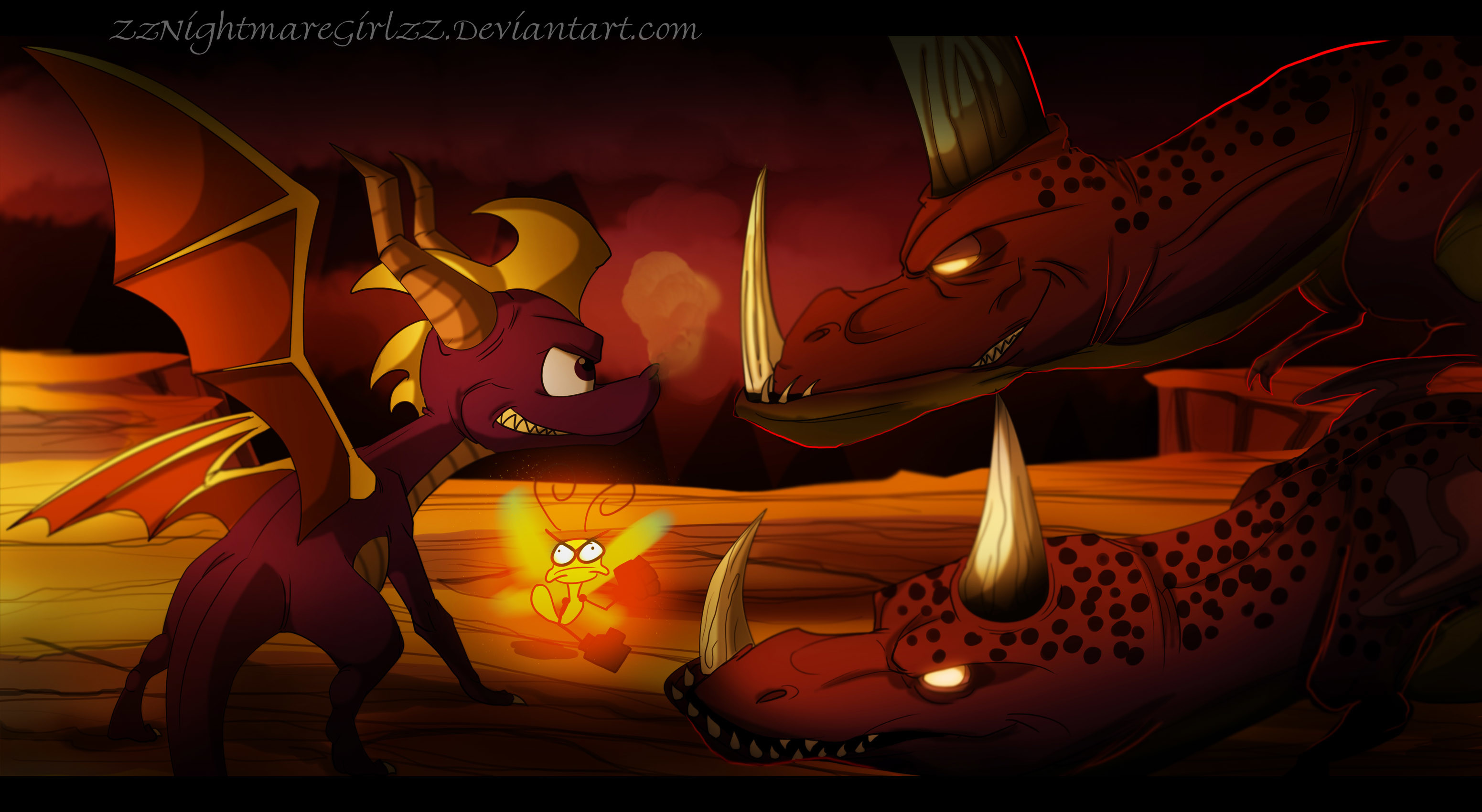 3102x1701 ... Spyro and the lava lizards by ZheyZhey