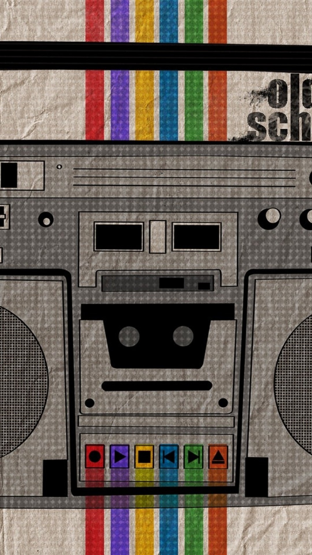 1080x1920  Wallpaper boombox, player, lines, background, words