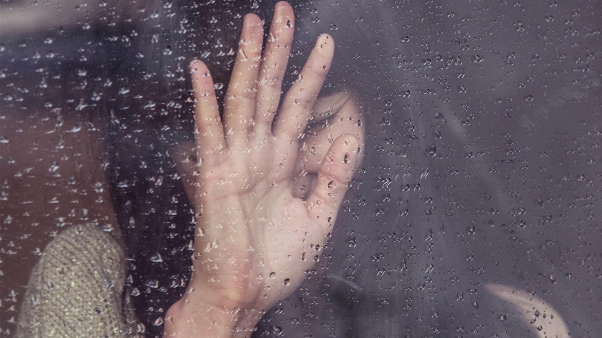 1920x1080 HD Wallpaper: Girl Behind Window in a Rainy Day
