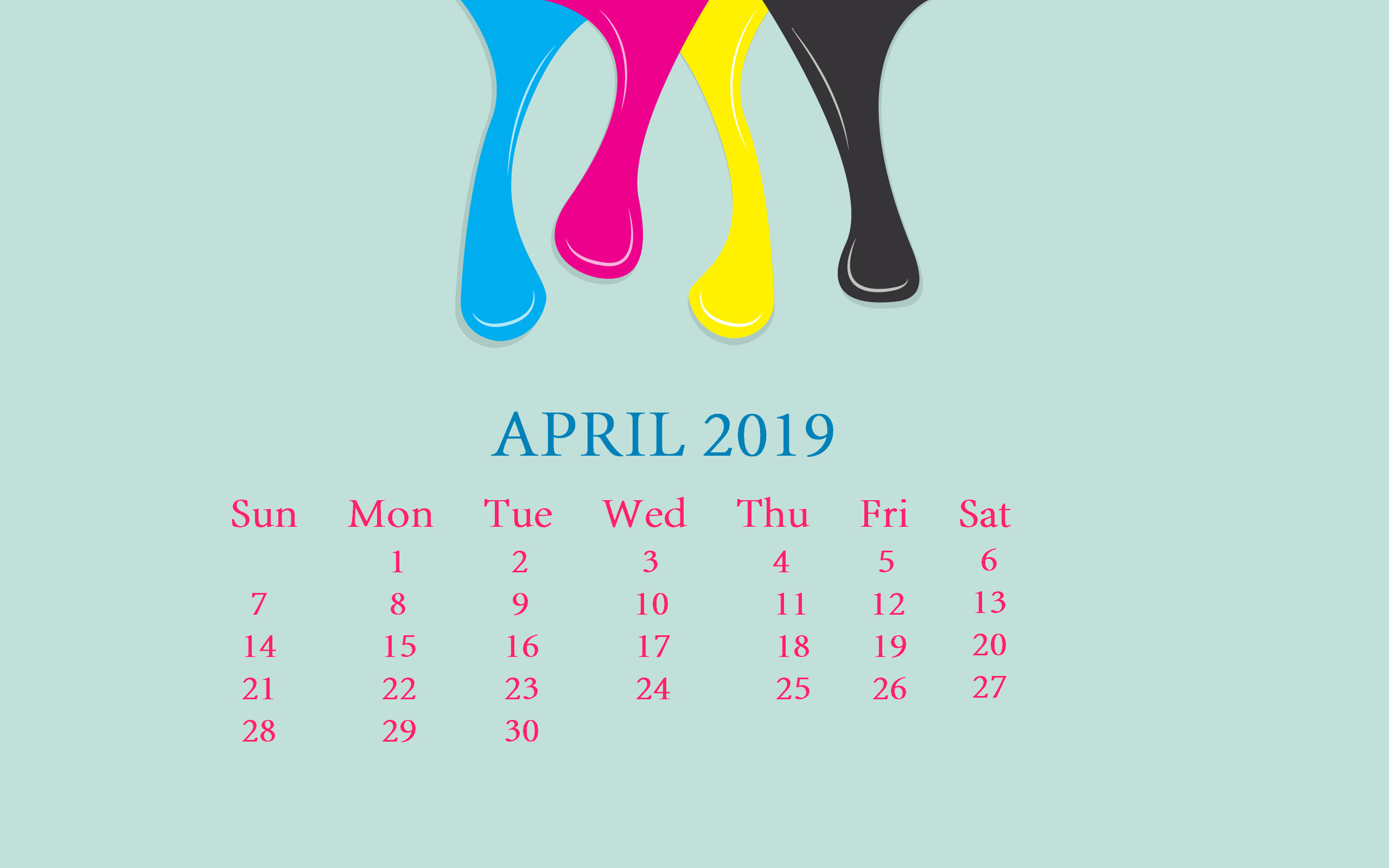 2560x1600 April 2019 Calendar Wallpaper For Desktop