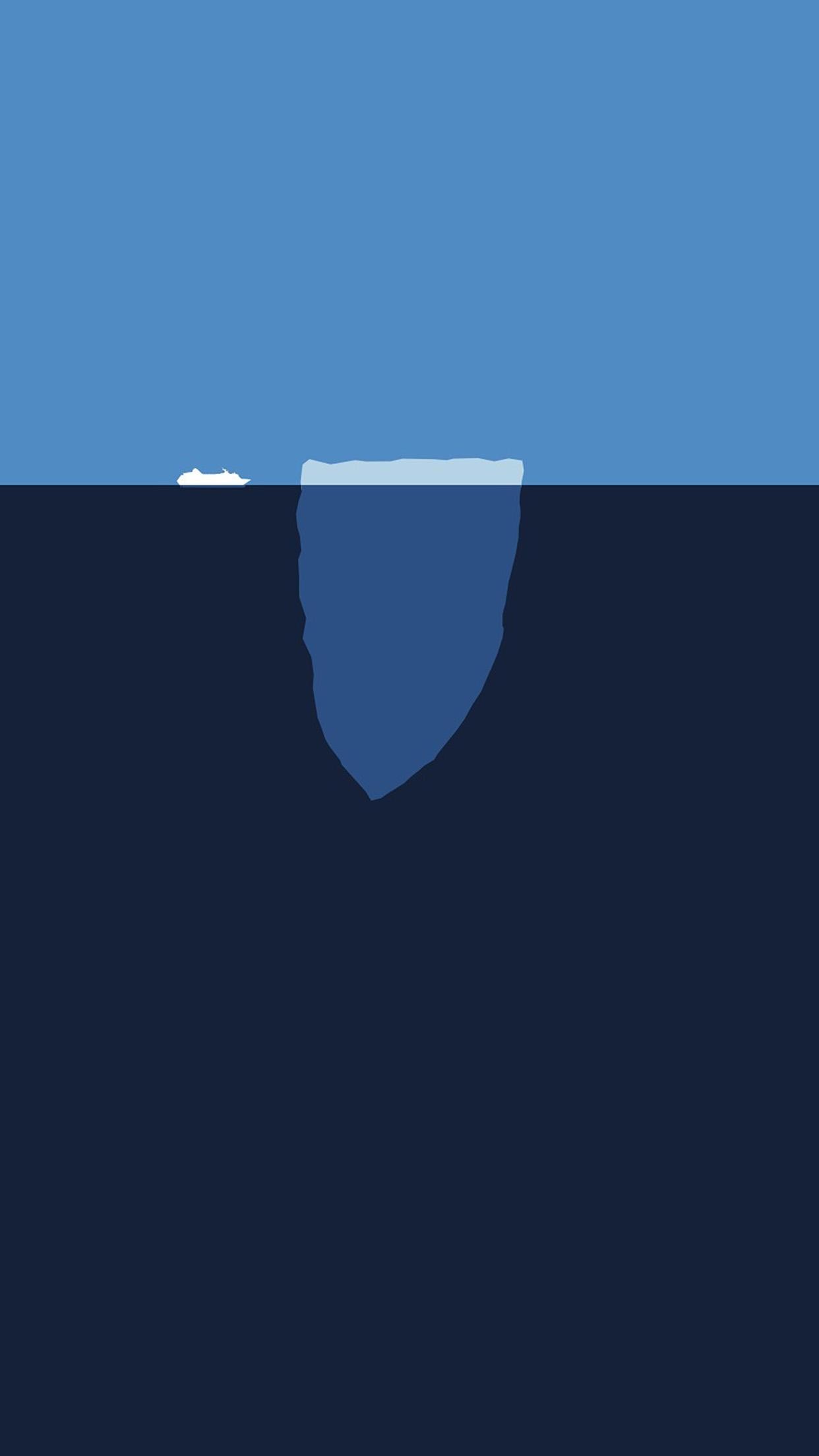 1242x2208 Minimal Sea Iceberg Blue Art Illust