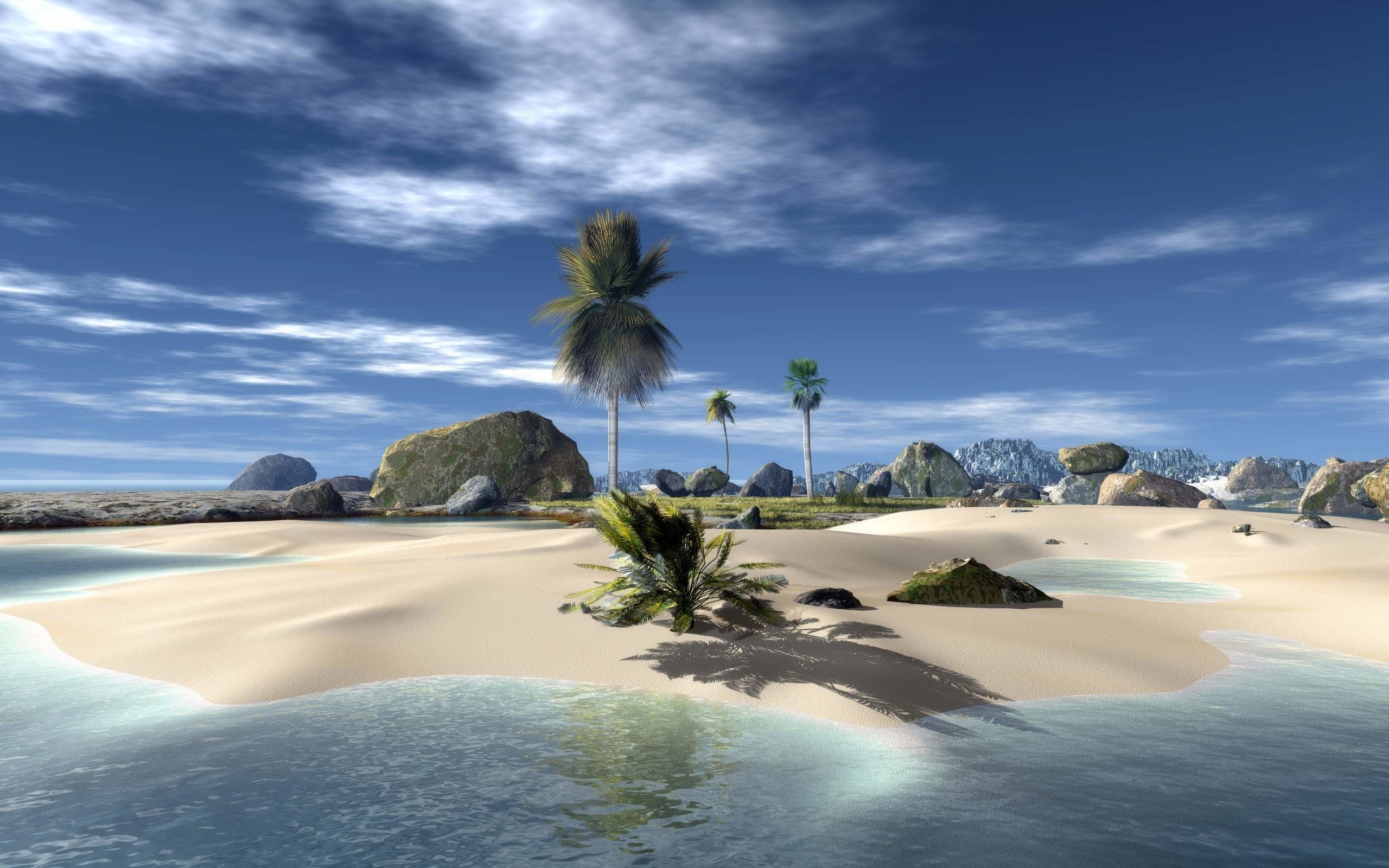 2560x1600 HD wallpaper nature beach 3D download.