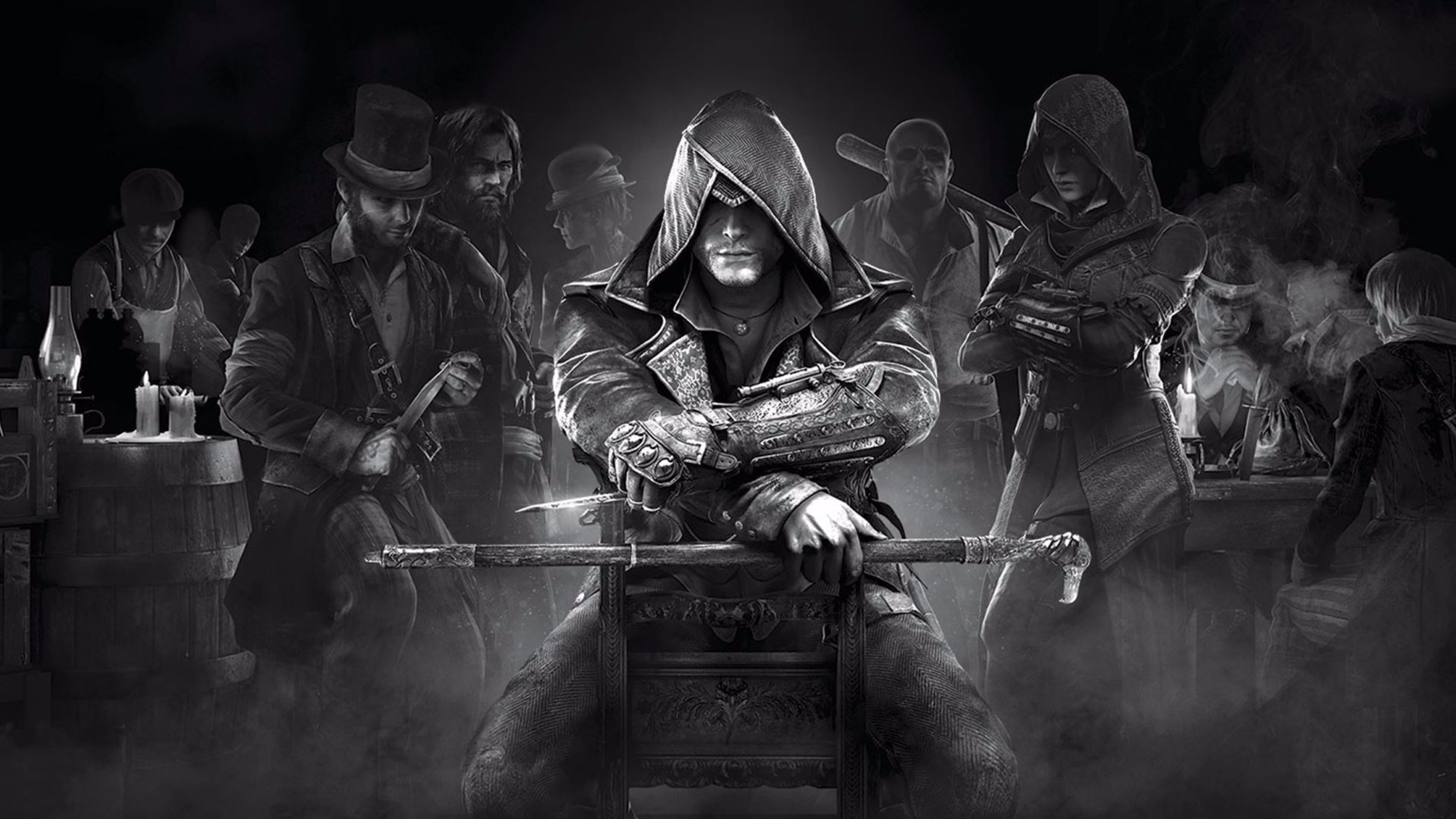 3840x2160 Black and White Assassin's Creed Syndicate 4K Wallpaper