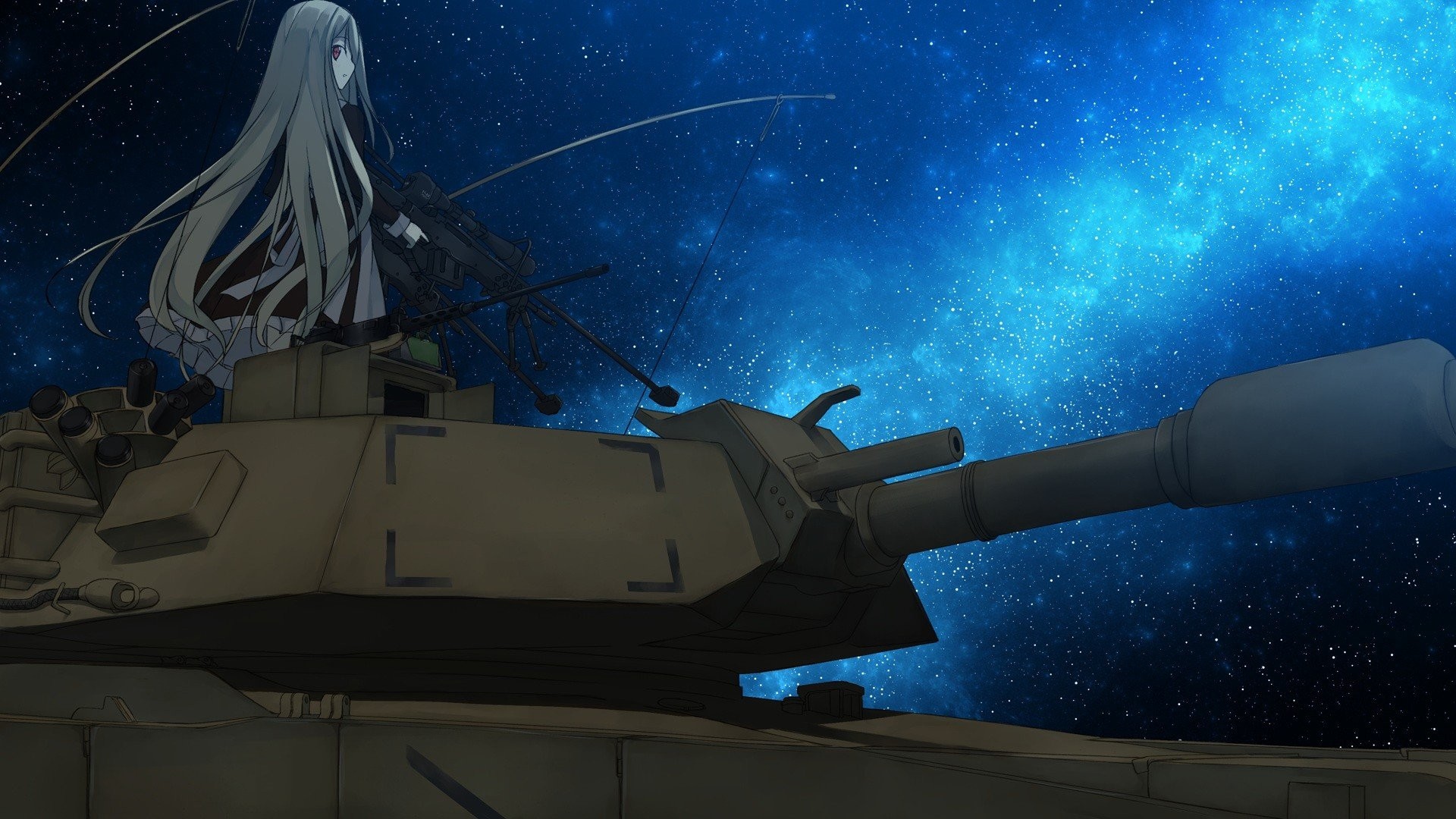 1920x1080 Night stars tanks sniper rifles anime girls skies original characters  wallpaper |  | 285088 | WallpaperUP