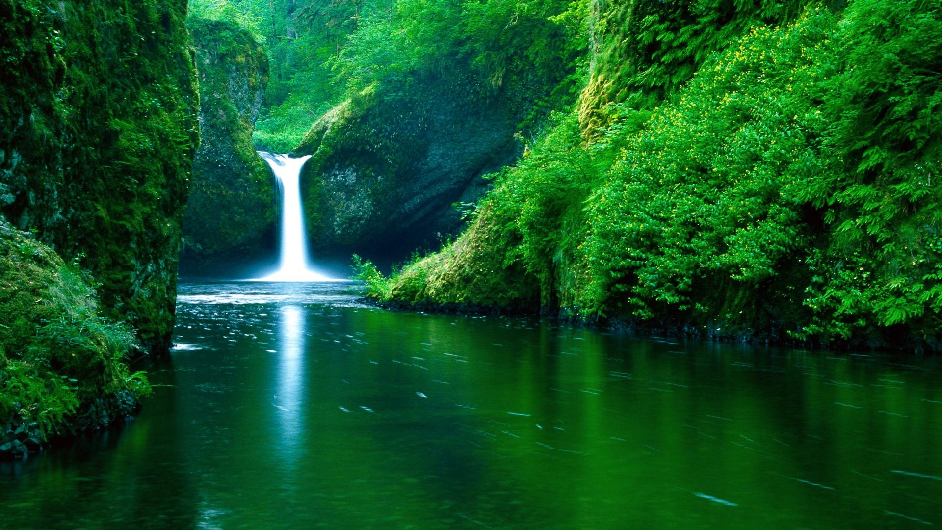 1920x1080 Green-Nature-Waterfall-Lake-Wallpapers-HD-Pictures