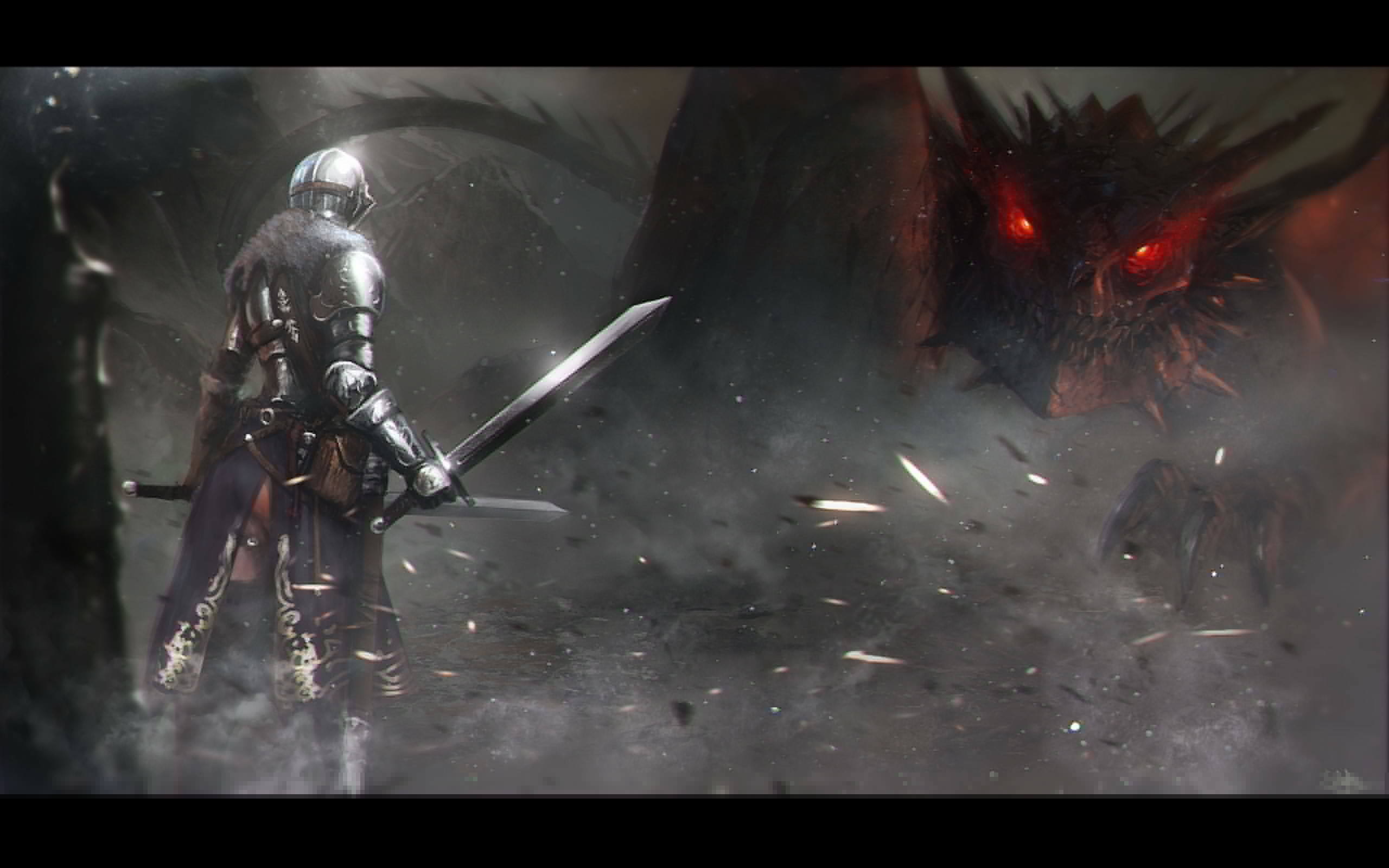 2560x1600 Battle Knight Weapons Sword Warrior Dragon Wallpaper At Fantasy Wallpapers