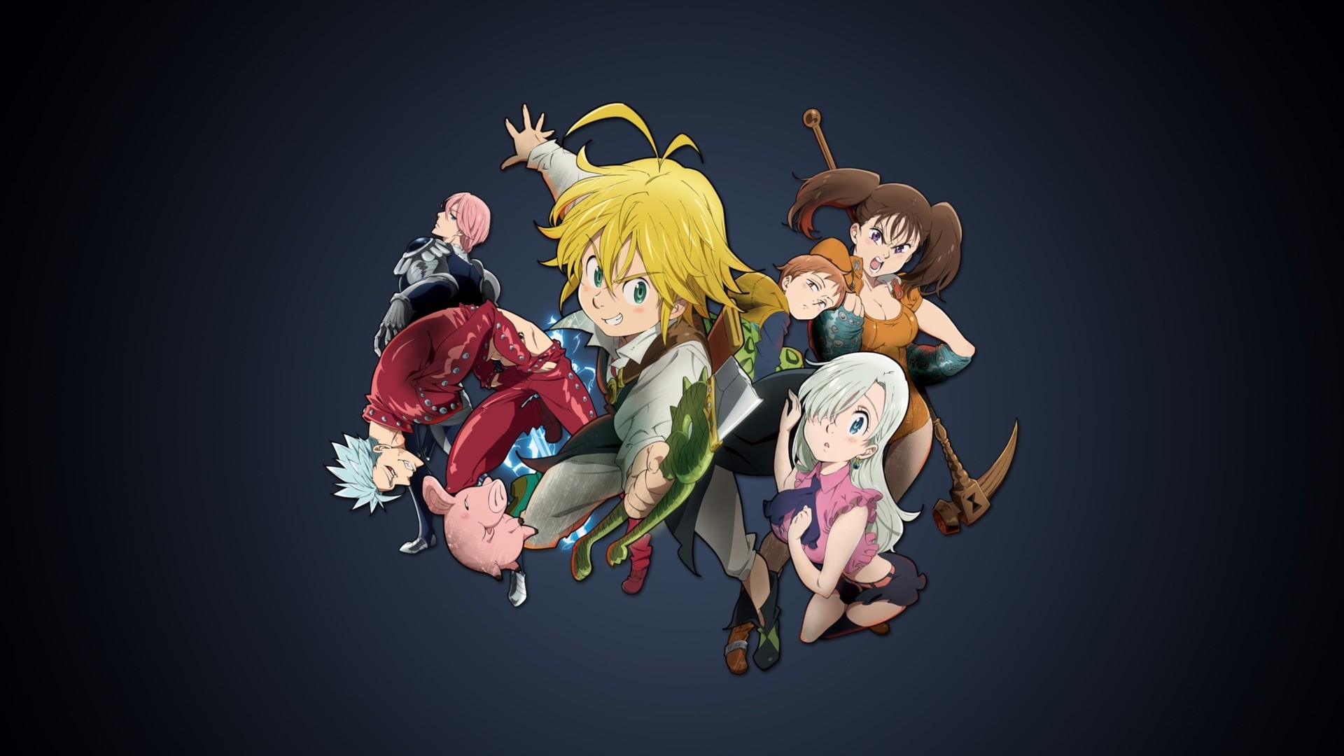 1920x1080 The seven deadly sins characters, all character with dark background
