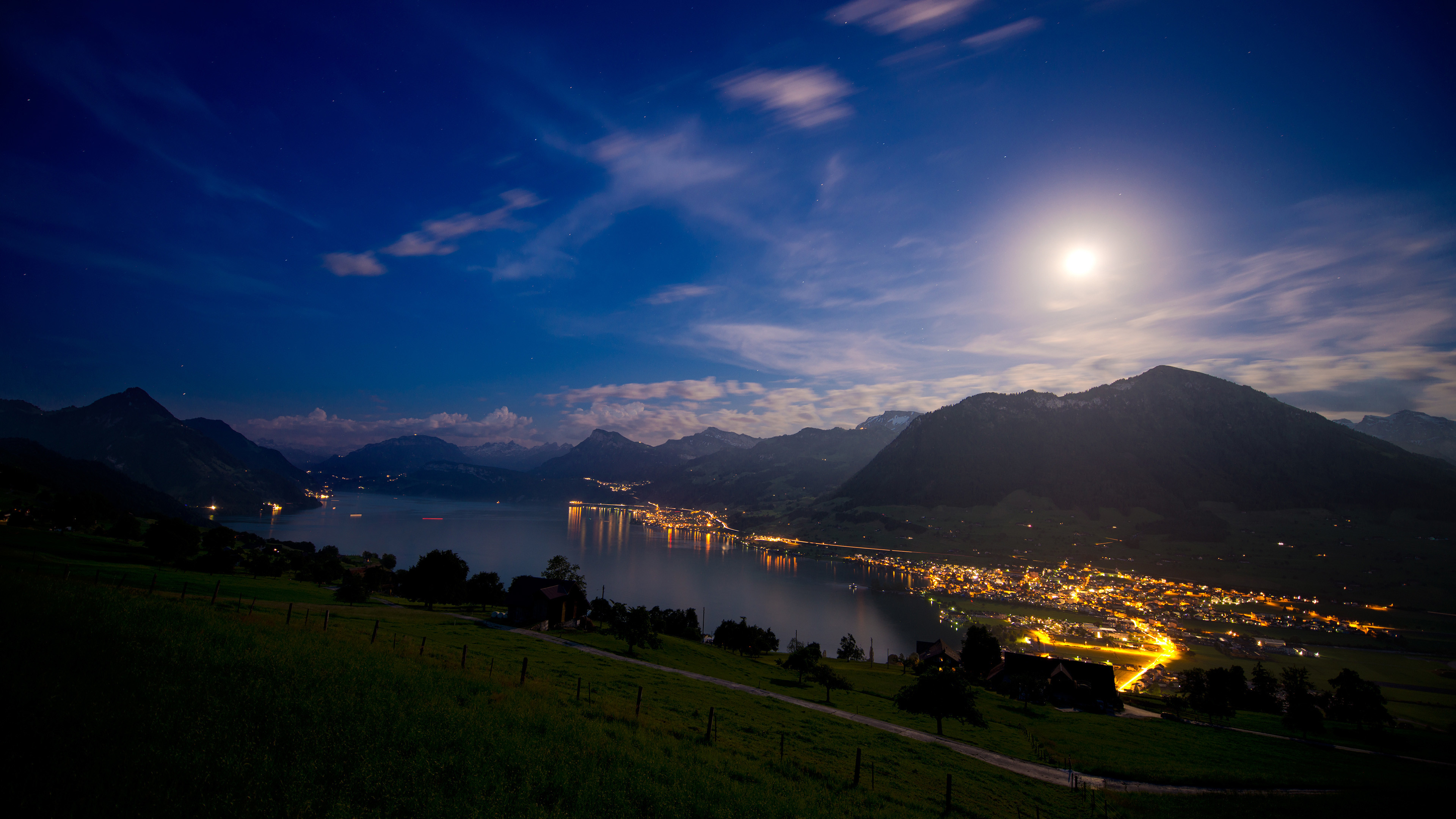 3840x2160 Moonlit night in the Swiss Alps []