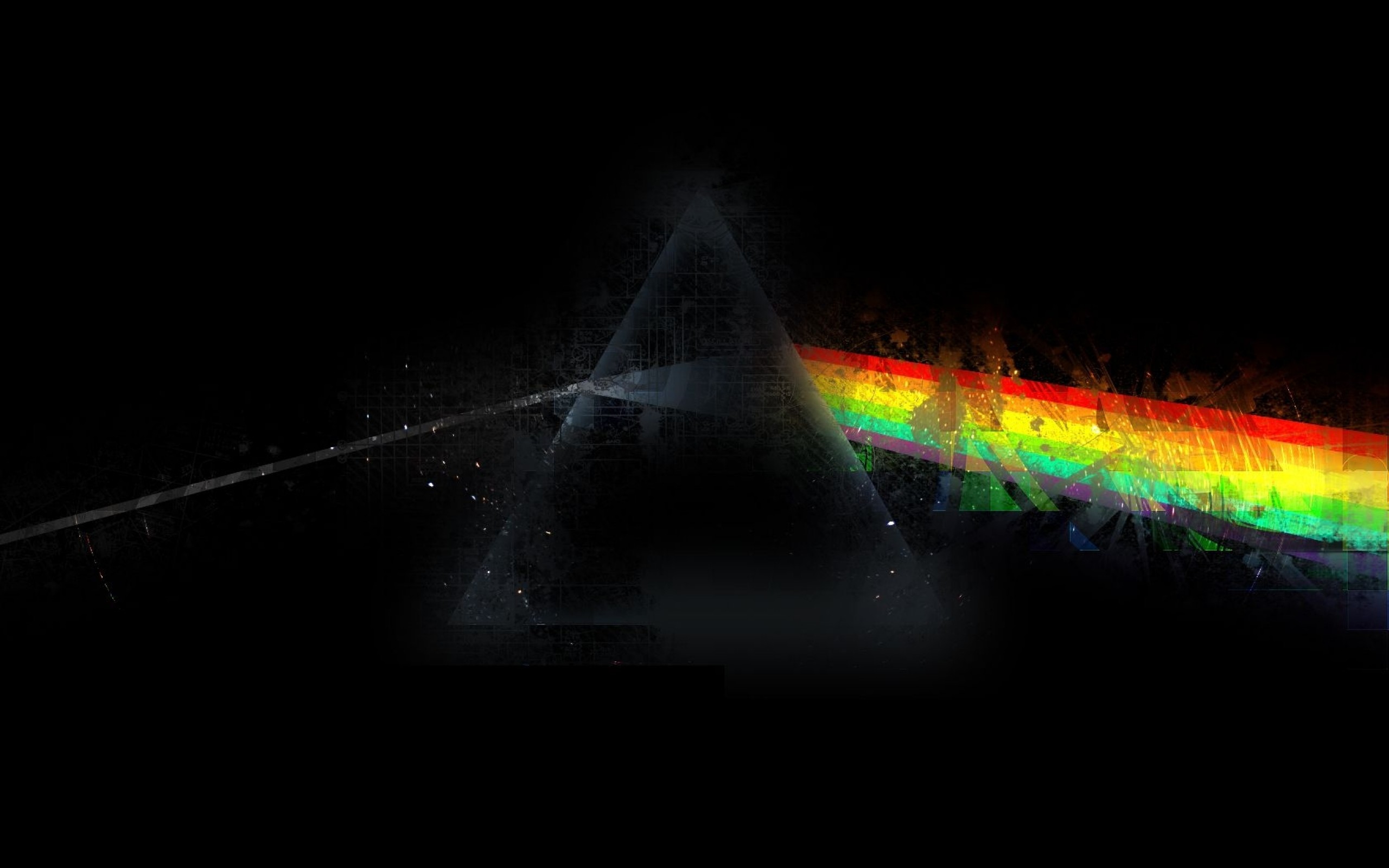 2560x1600  Wallpaper pink floyd, triangle, rainbow, graphics, background