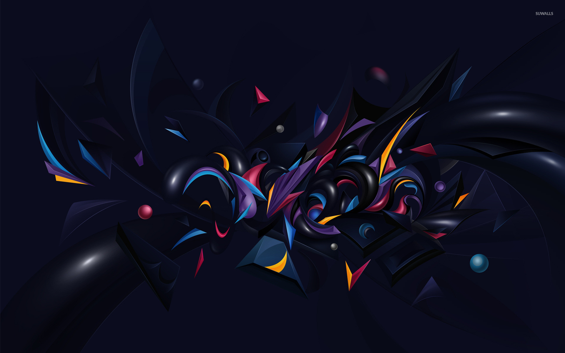 1920x1200 Colorful shapes on a dark background wallpaper