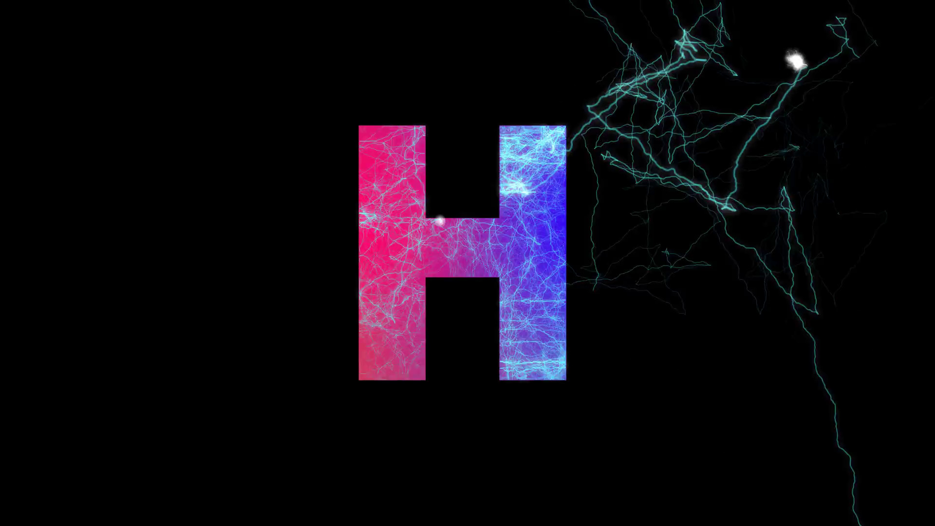 1920x1080 latin letter H multi-colored appear then disappear under the lightning  strikes changing color. Alpha channel Premultiplied - Matted with color  black Motion ...