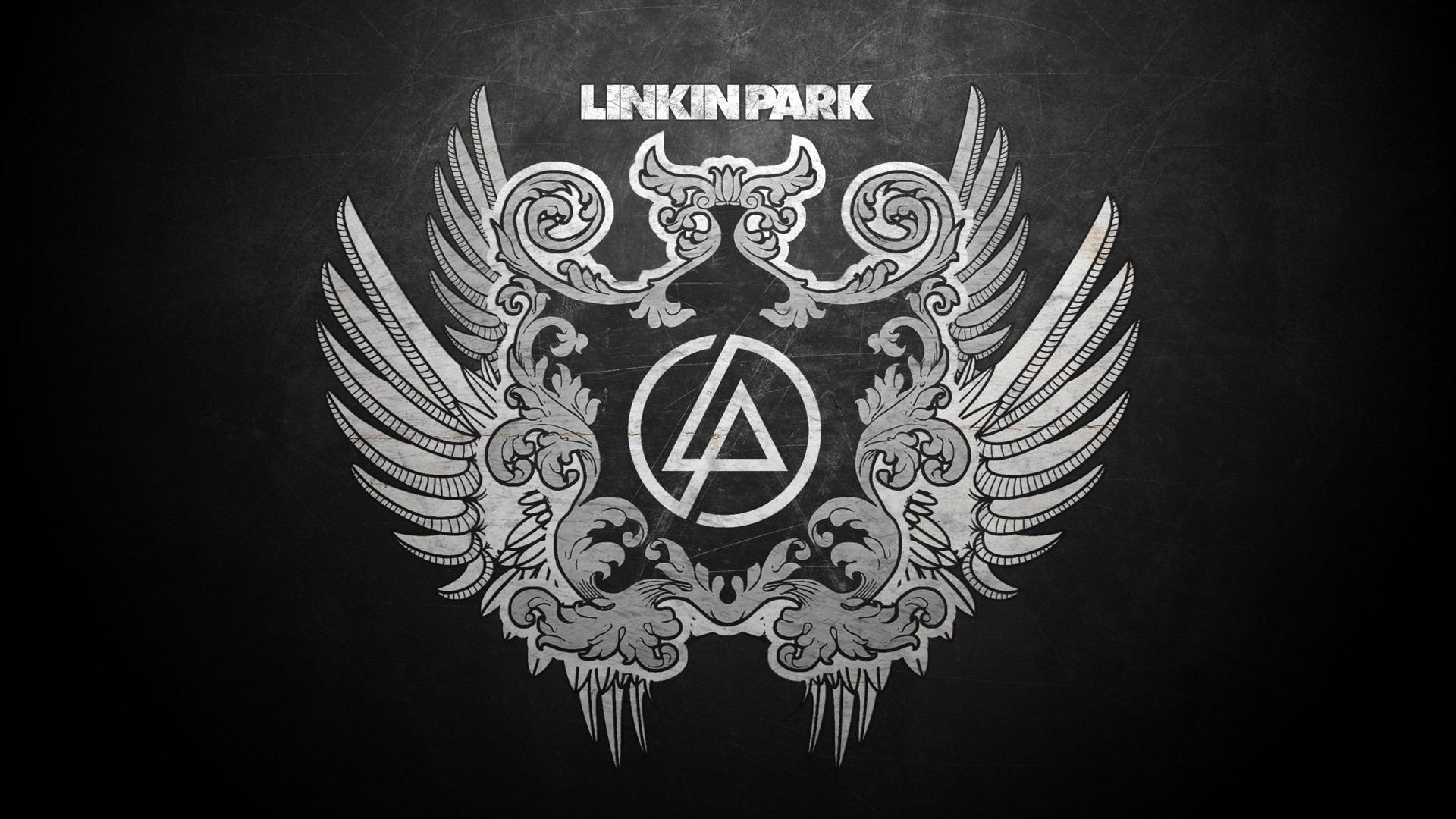 1920x1080 Preview wallpaper linkin park, wings, feathers, letters, symbol 
